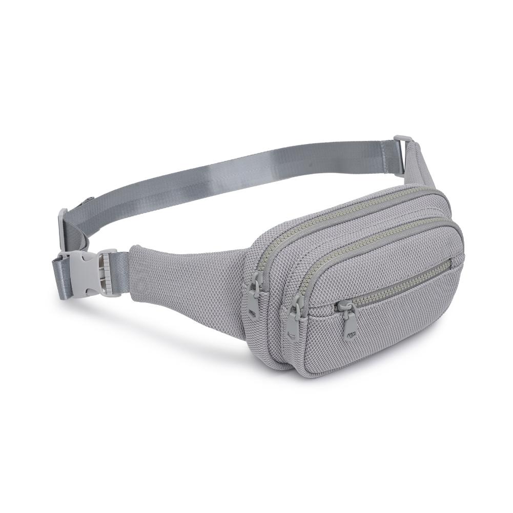 Woman wearing Grey Sol and Selene Hip Hugger - Neoprene Mesh Belt Bag 841764109871 View 6 | Grey
