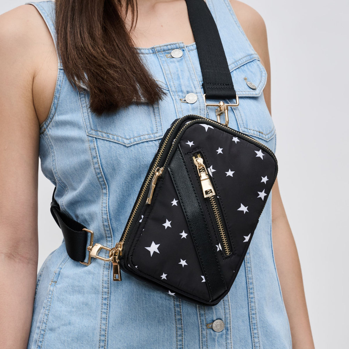 Woman wearing Black Star Sol and Selene Accolade Sling Backpack 841764107273 View 1 | Black Star