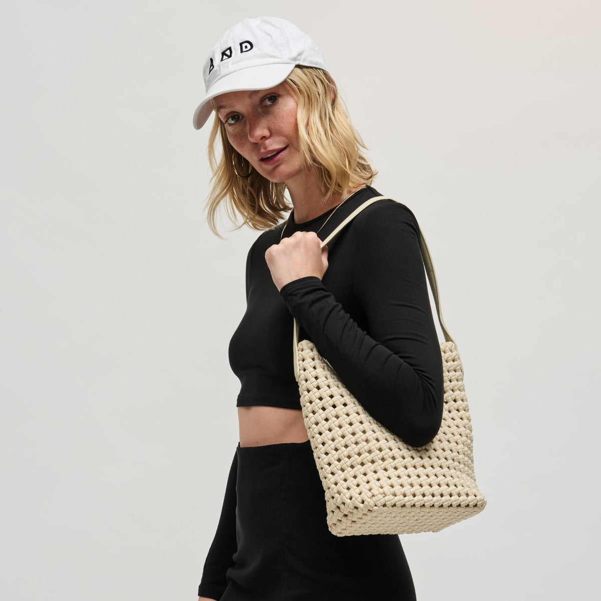 Woman wearing Cream Sol and Selene Gaia Shoulder Bag 841764112826 View 2 | Cream