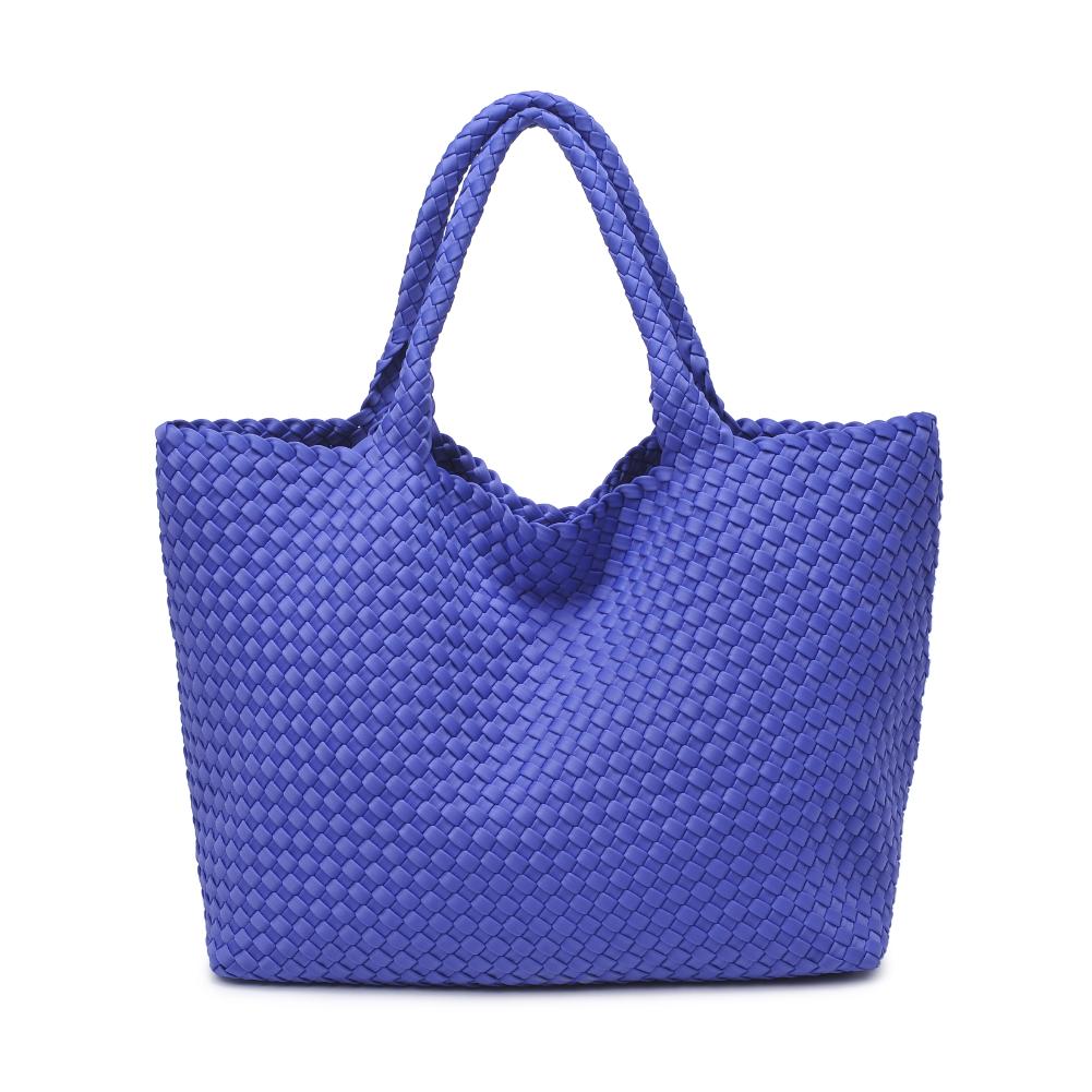 Woman wearing Periwinkle Sol and Selene Sky's The Limit - Large Tote 841764108881 View 7 | Periwinkle