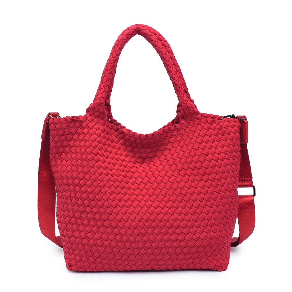 Woman wearing Red Sol and Selene Sky's The Limit - Medium Tote 841764108188 View 7 | Red