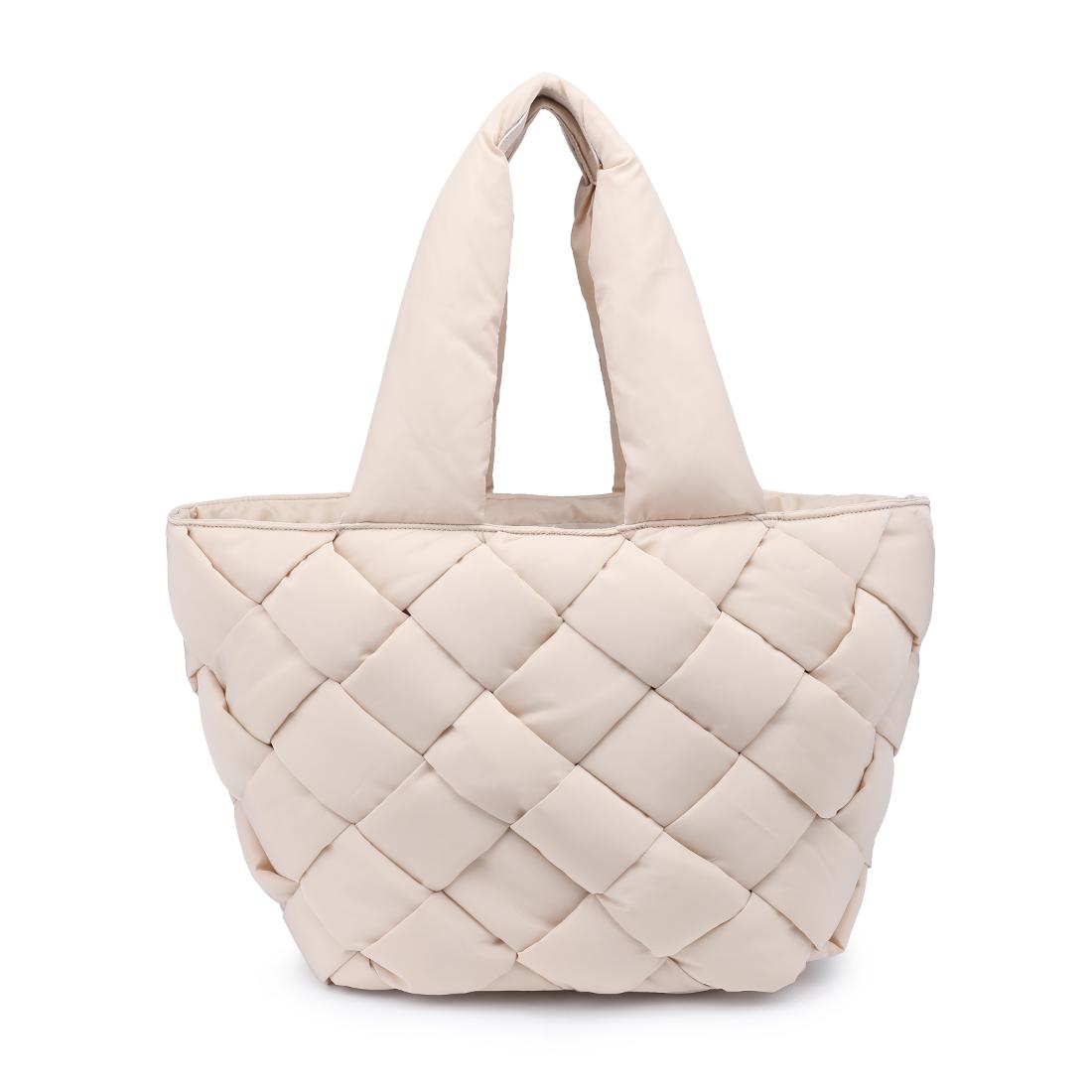 Woman wearing Cream Sol and Selene Intuition East West Tote 841764111843 View 7 | Cream