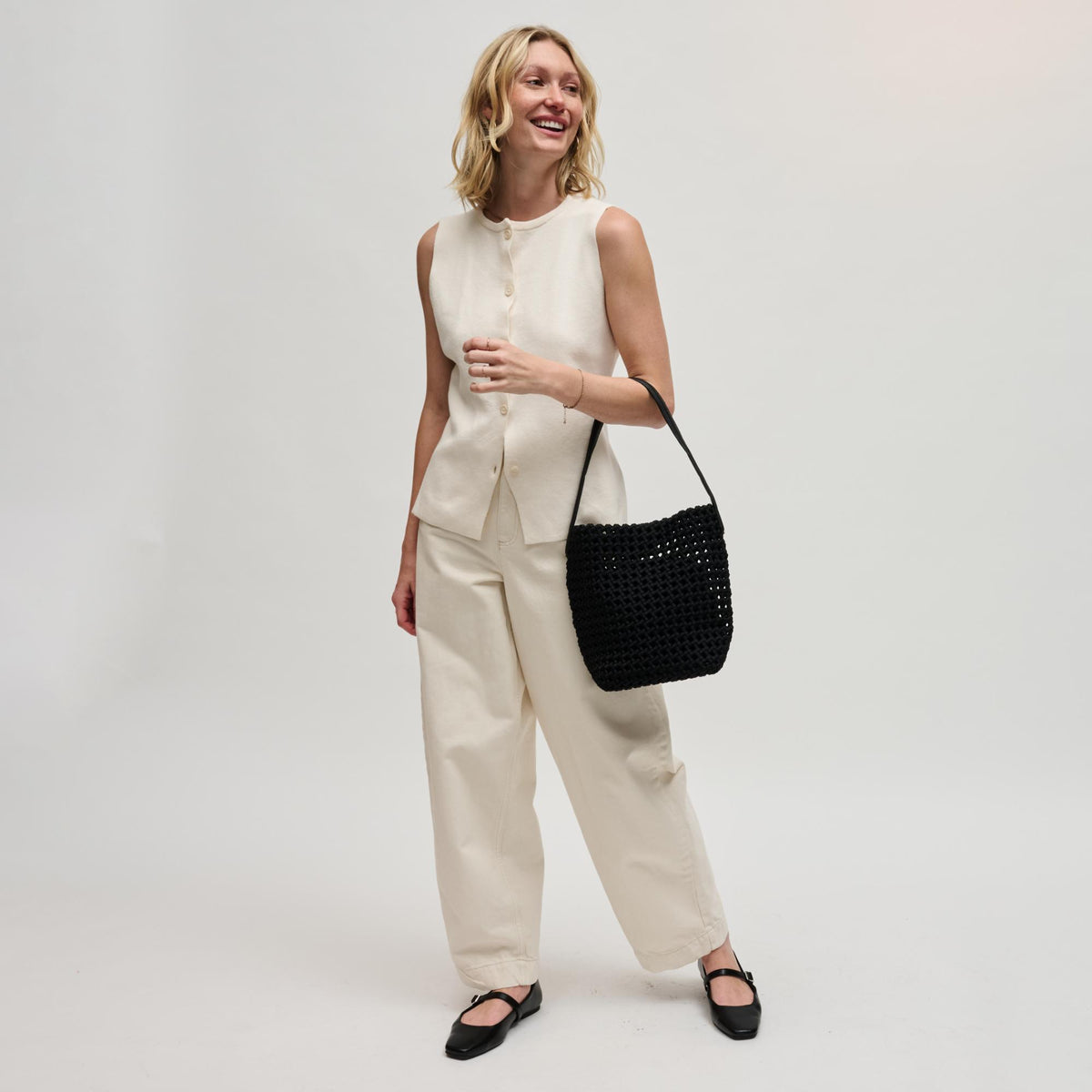 Woman wearing Black Sol and Selene Gaia Shoulder Bag 841764112789 View 4 | Black
