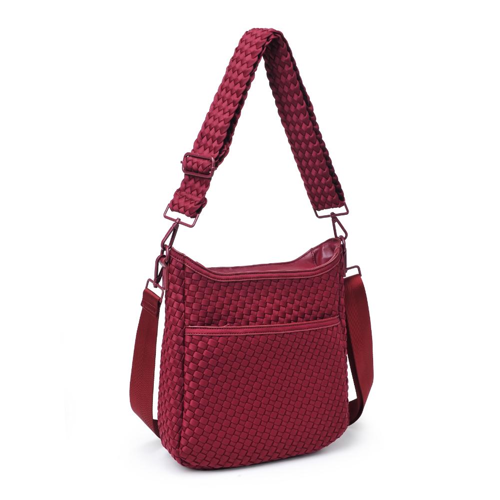 Woman wearing Wine Sol and Selene Kismet - Woven Neoprene Crossbody 841764110181 View 6 | Wine