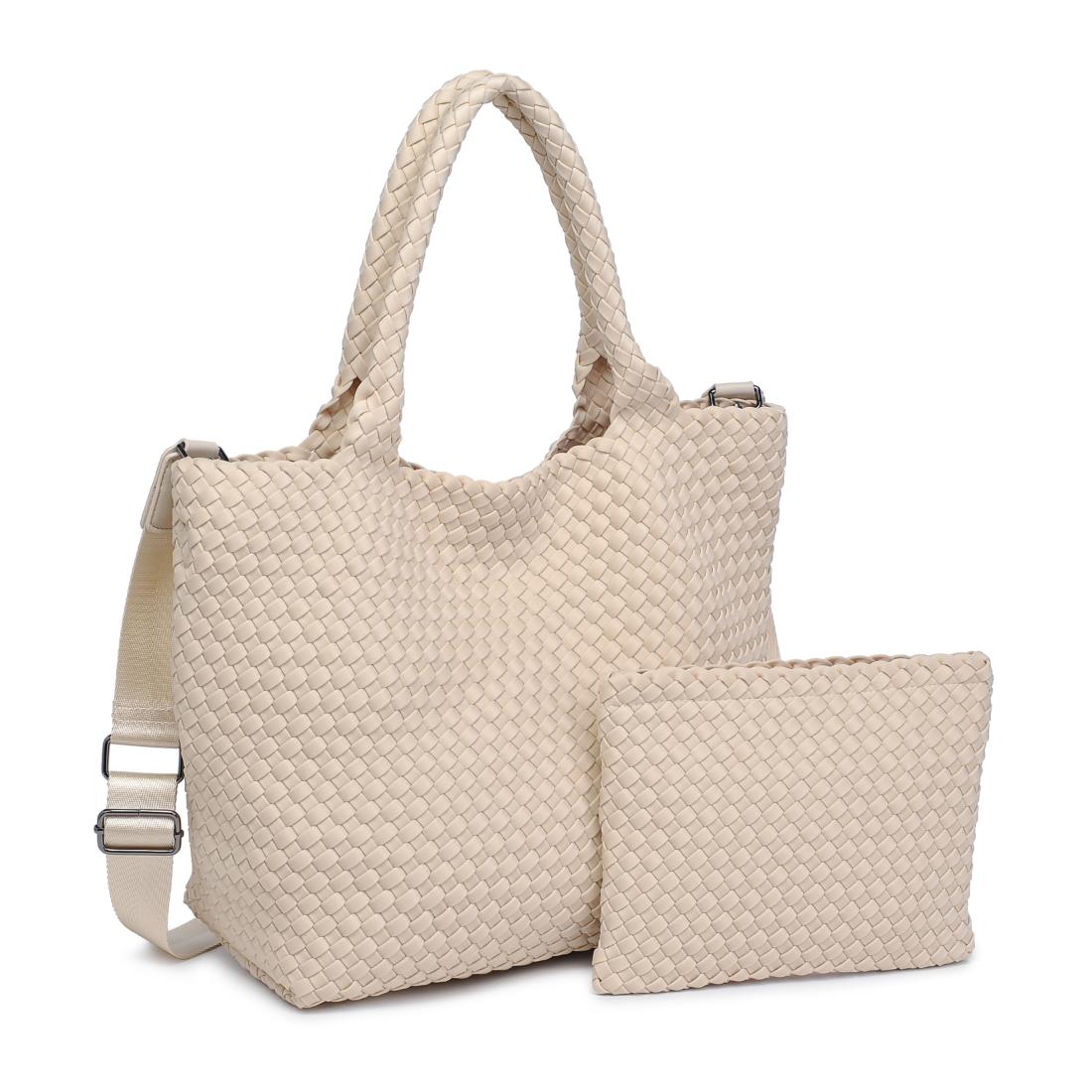 Woman wearing Cream Sol and Selene Sky's The Limit - Medium Tote 841764109246 View 6 | Cream
