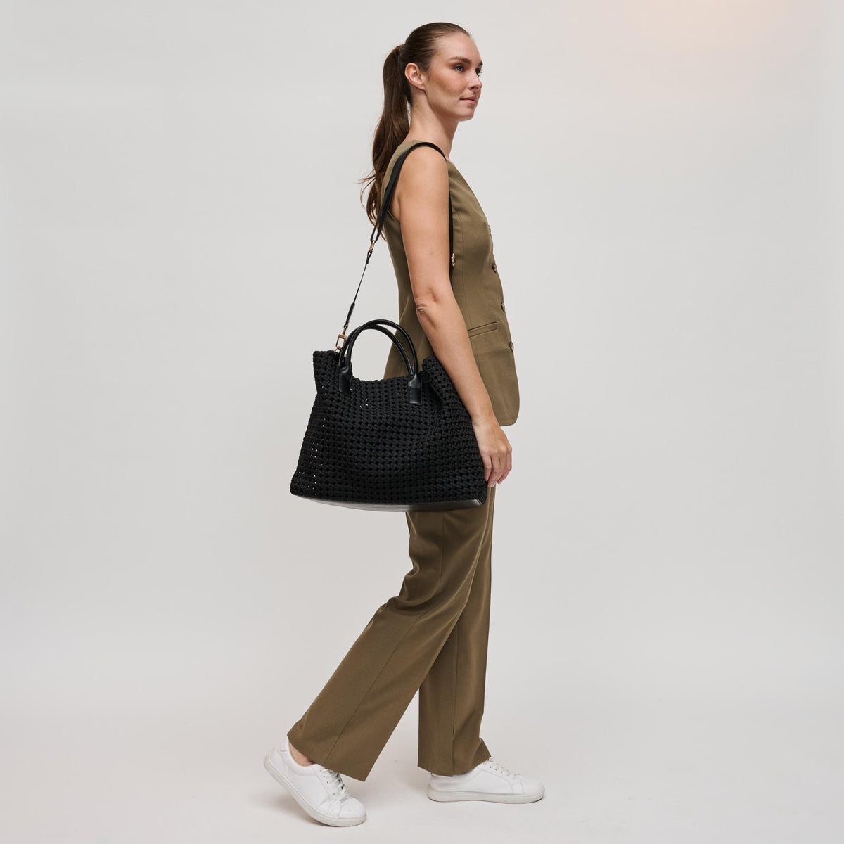 Woman wearing Black Sol and Selene Solstice - Large Tote 841764109901 View 3 | Black