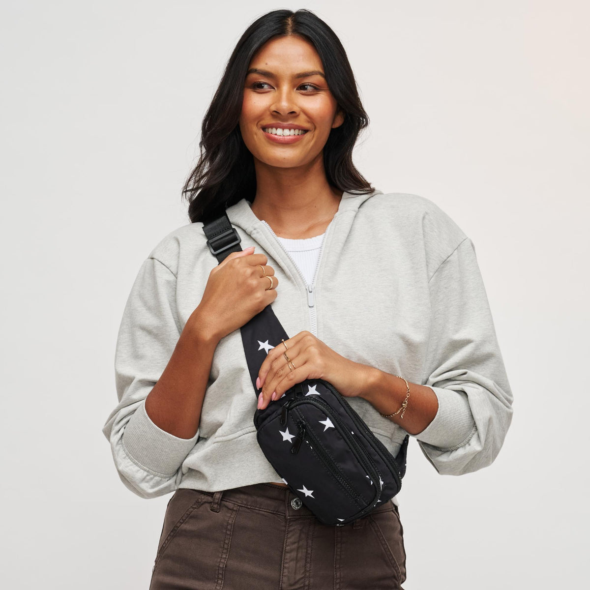 Woman wearing Black Star Sol and Selene Hip Hugger Belt Bag 841764103947 View 1 | Black Star