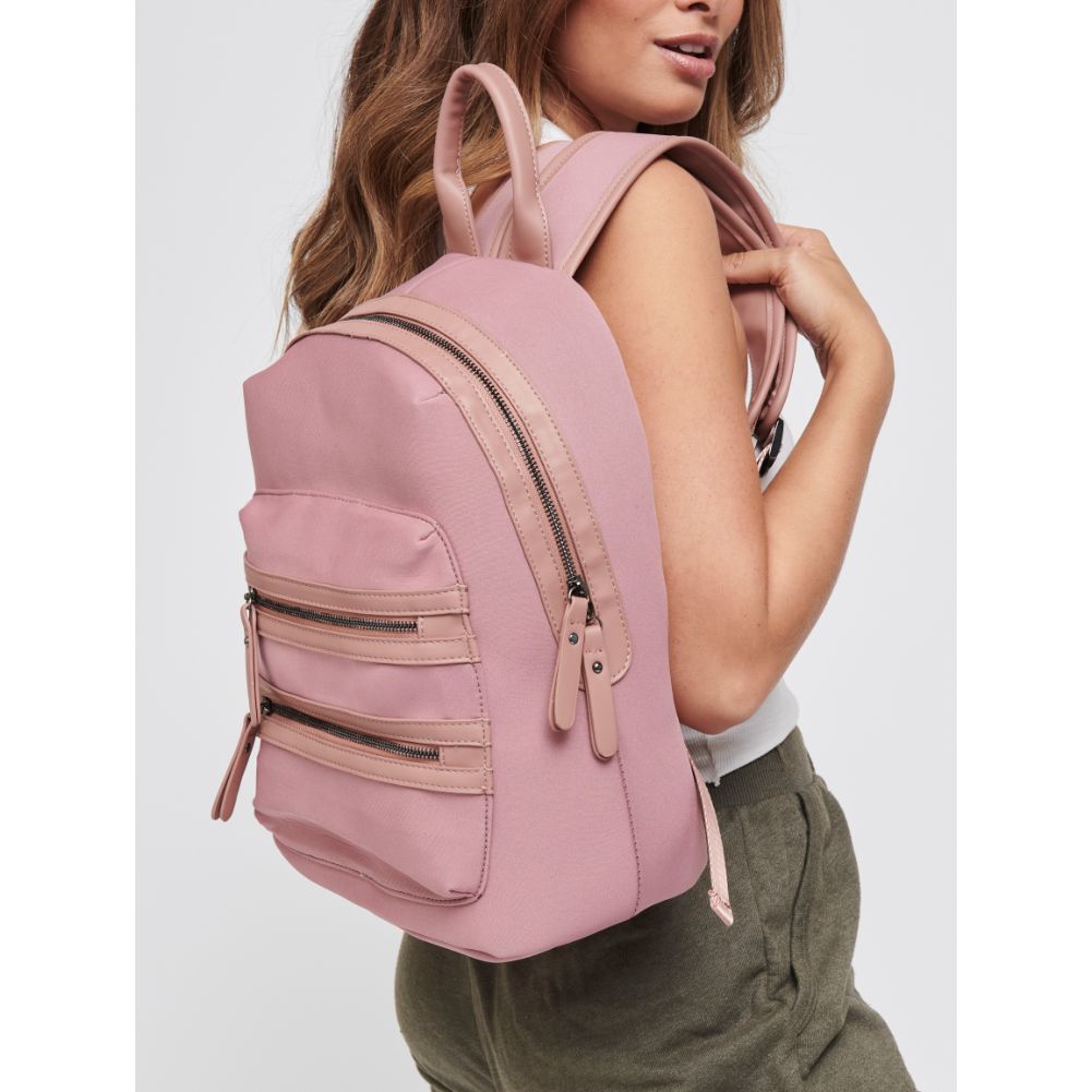 Woman wearing Mauve Sol and Selene Carpe Diem - Neoprene Backpack 841764105613 View 2 | Mauve