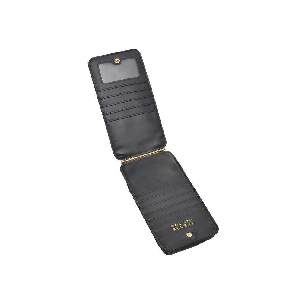 Woman wearing Black Sol and Selene Duality - Quilted Cell Phone Crossbody 840611182265 View 9 | Black