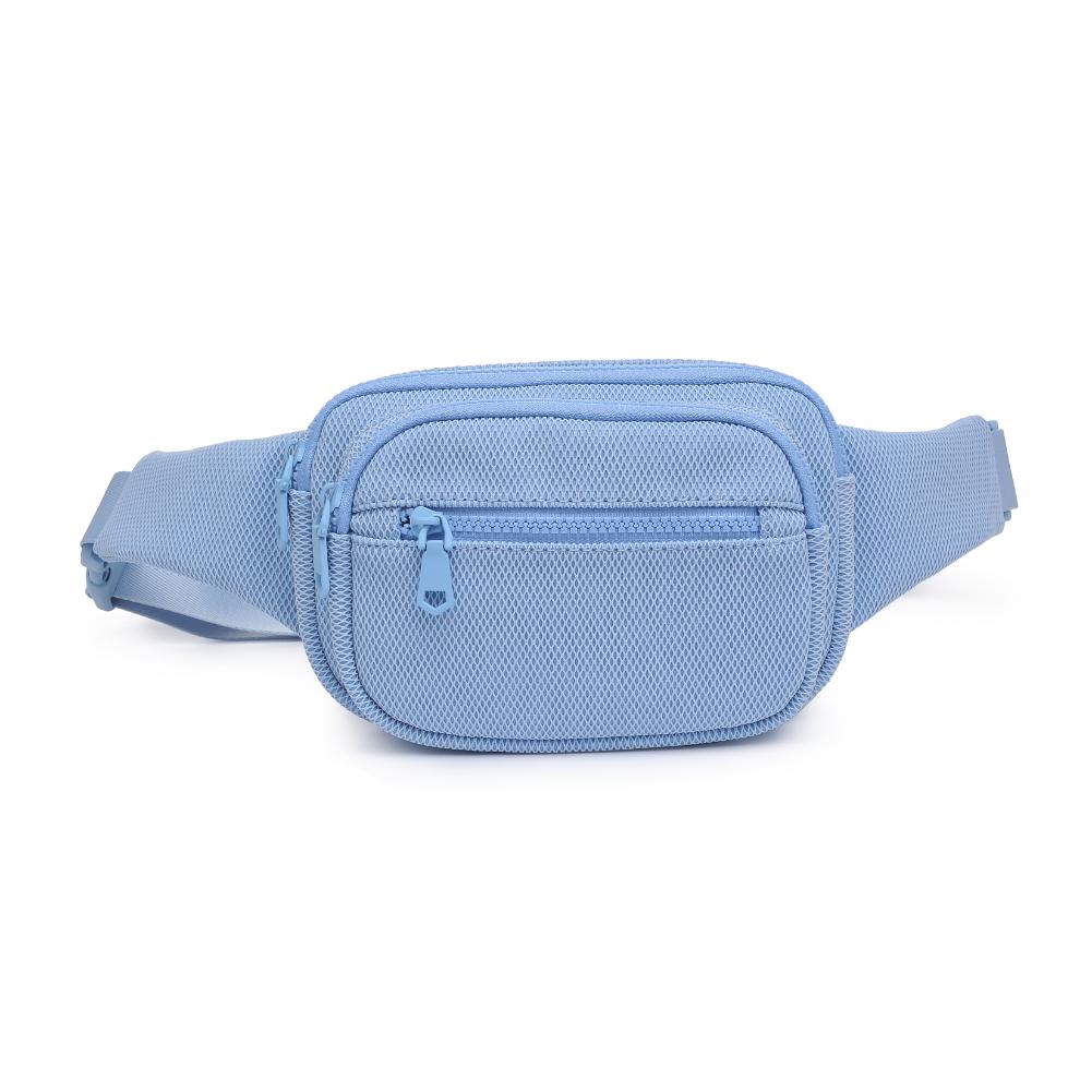 Woman wearing Sky Blue Sol and Selene Hip Hugger - Neoprene Mesh Belt Bag 841764109857 View 5 | Sky Blue