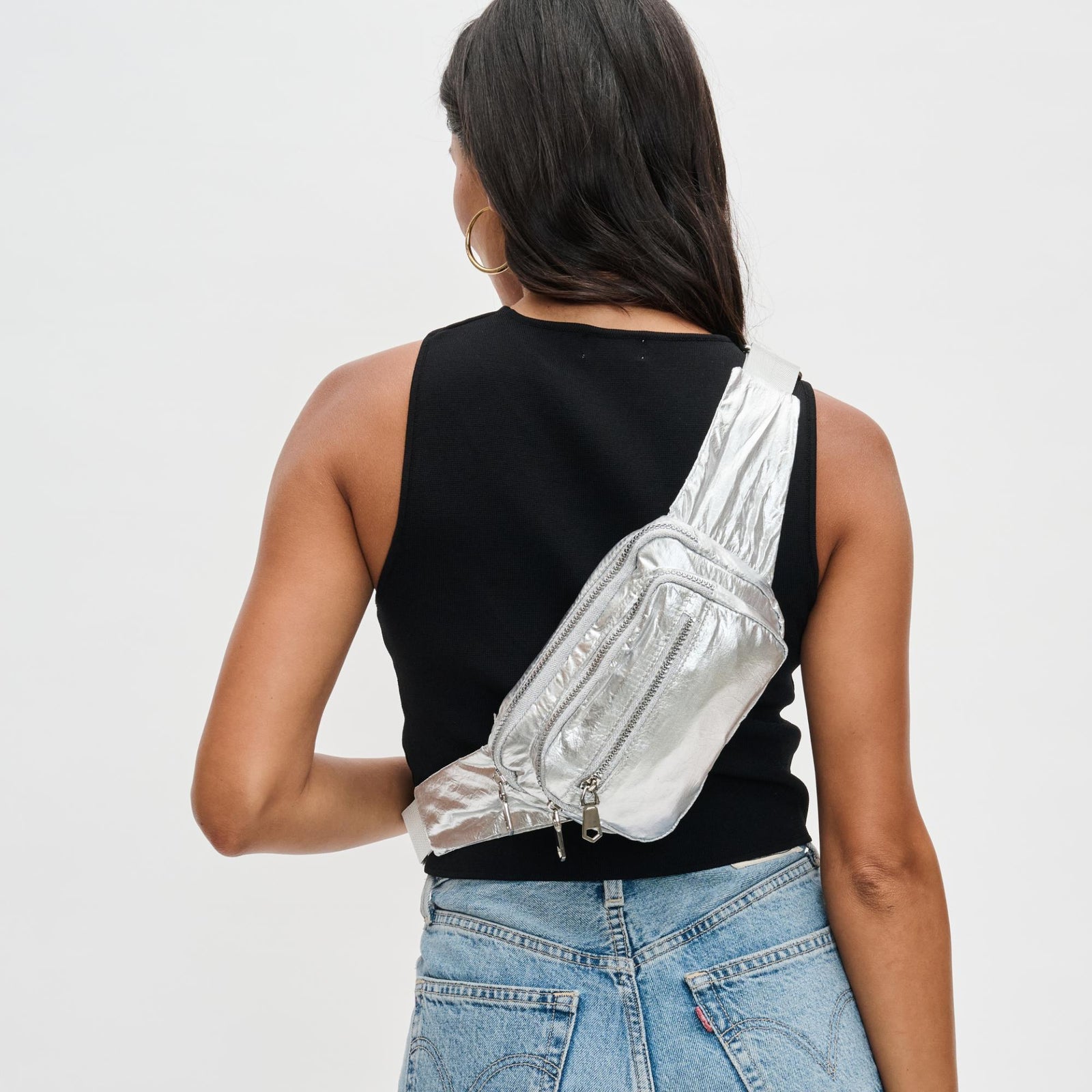 Woman wearing Black Sol and Selene Hip Hugger Belt Bag 841764102896 View 1 | Black