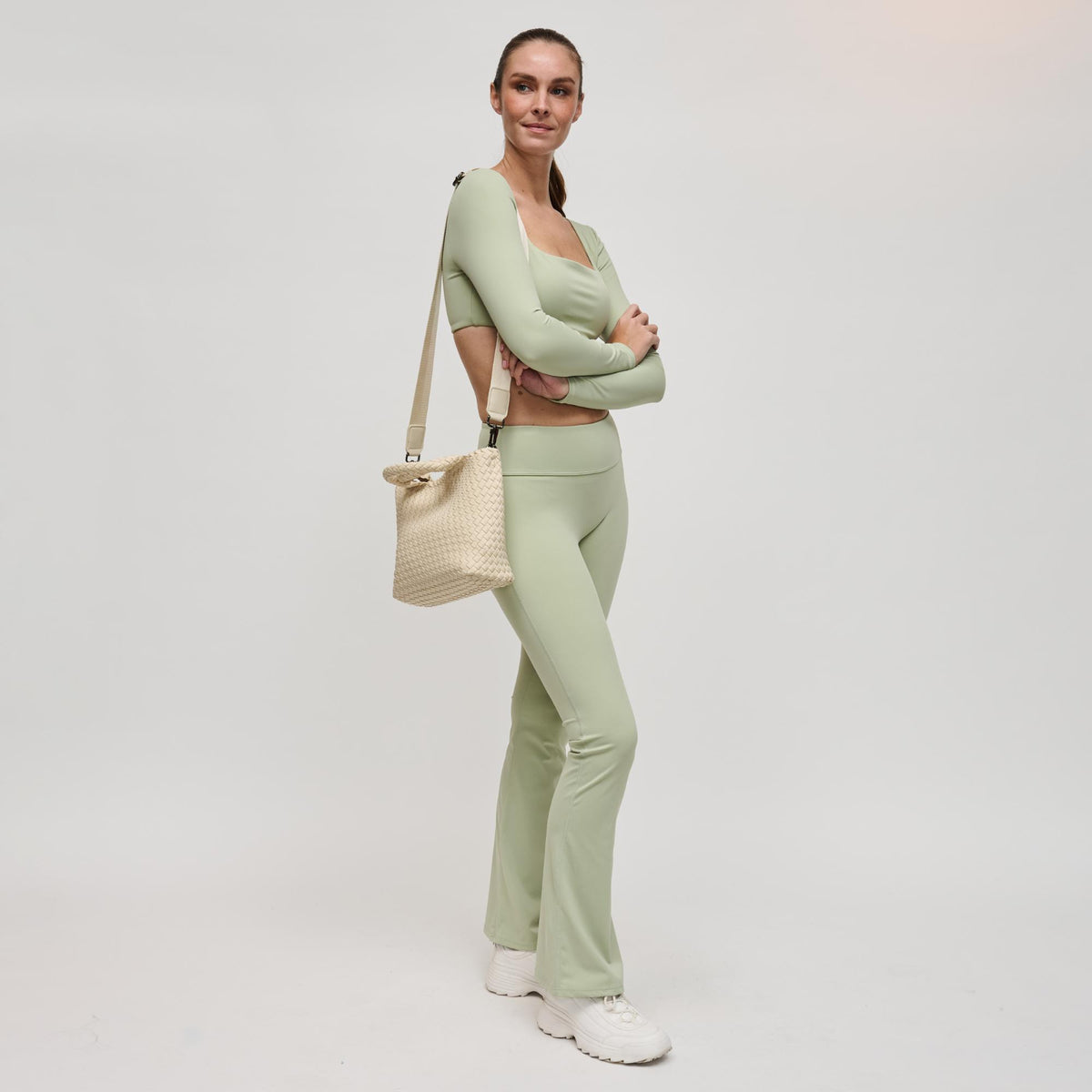 Woman wearing Cream Sol and Selene Sky's The Limit - Small Crossbody 841764109260 View 3 | Cream