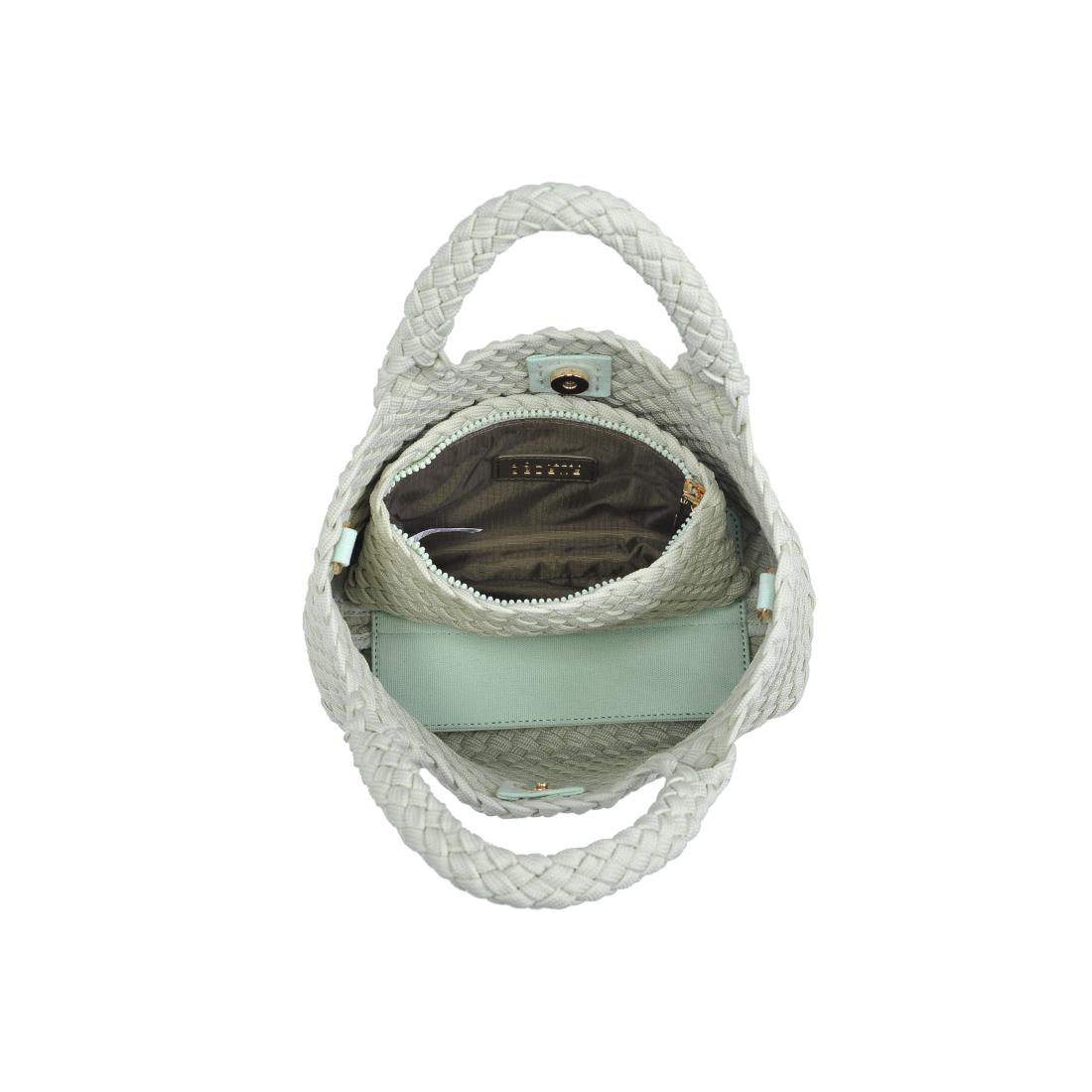 Product Image of Sol and Selene Sky's The Limit - Small Laced Up Eco-Edition Crossbody 841764111744 View 8 | Pistachio