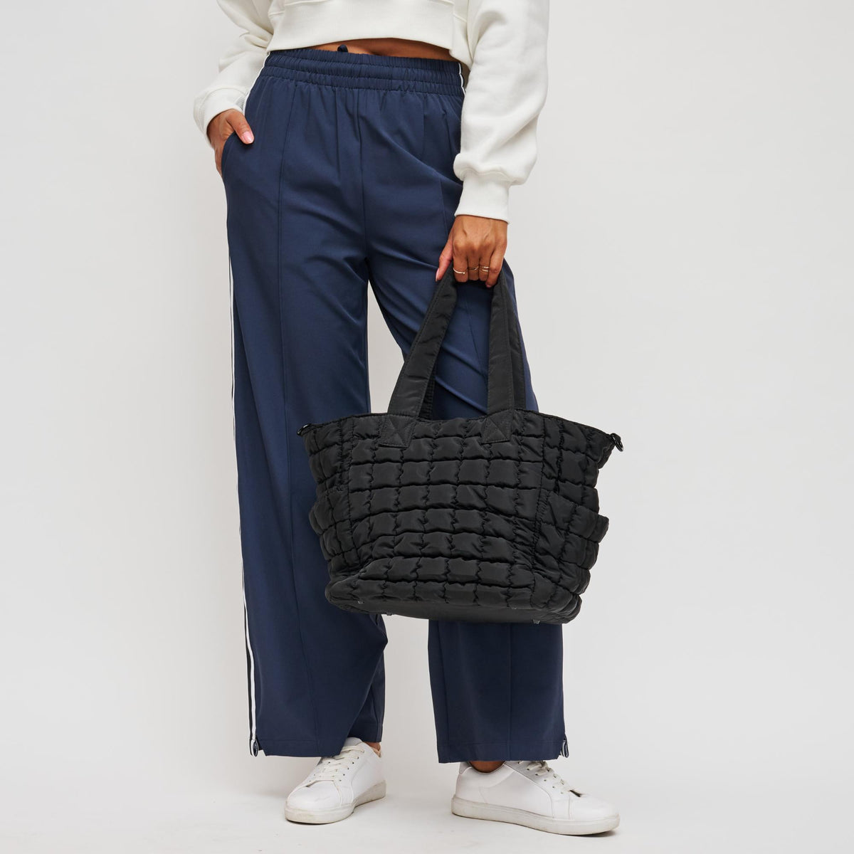 Woman wearing Black Sol and Selene Dreamer Tote 841764108447 View 3 | Black