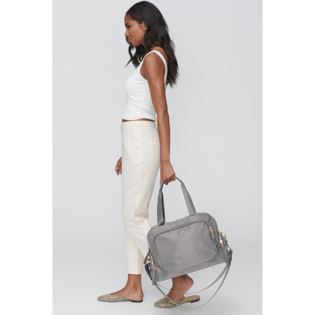 Woman wearing Carbon Sol and Selene Streetside Satchel 841764105354 View 1 | Carbon