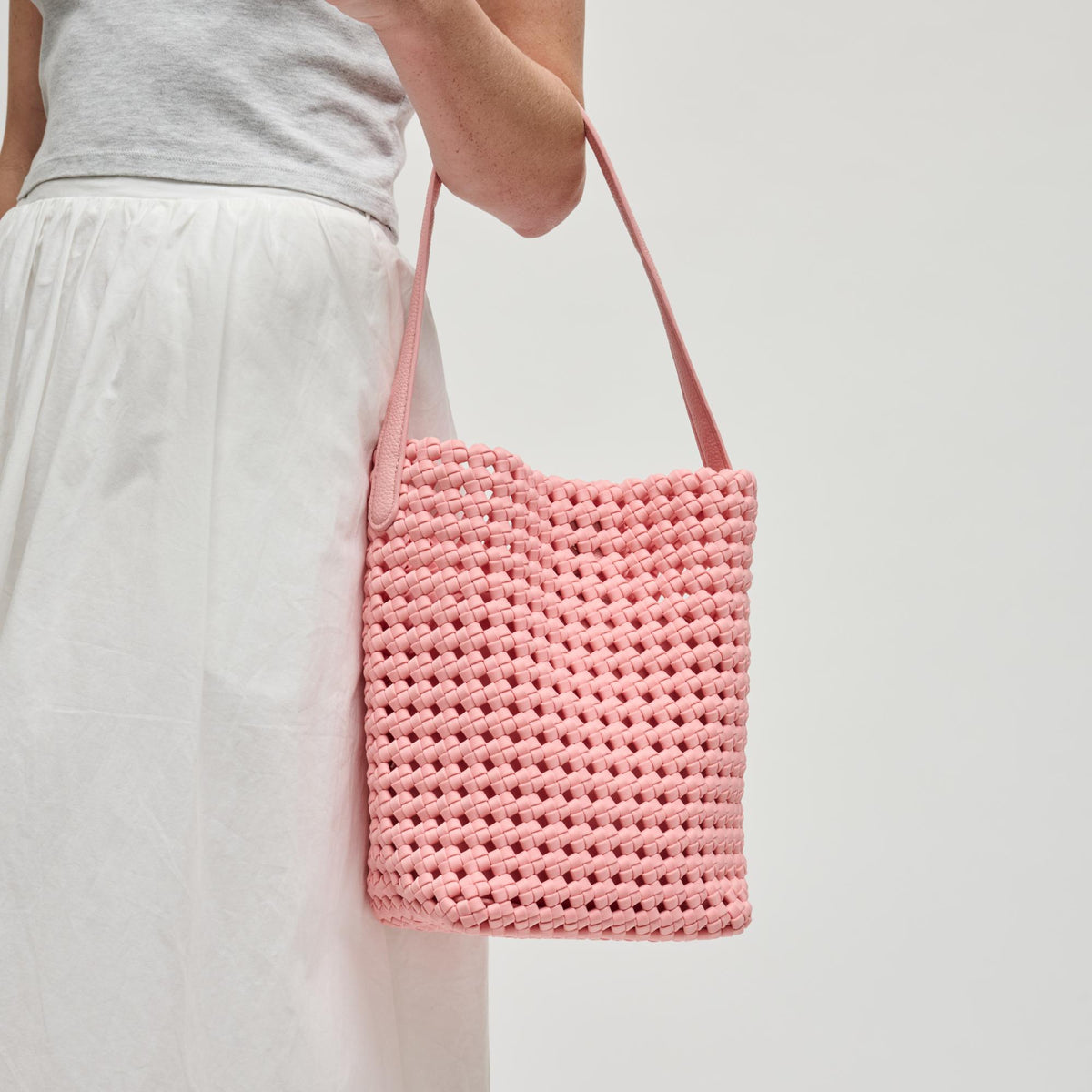 Woman wearing Blush Sol and Selene Gaia Shoulder Bag 841764112796 View 2 | Blush
