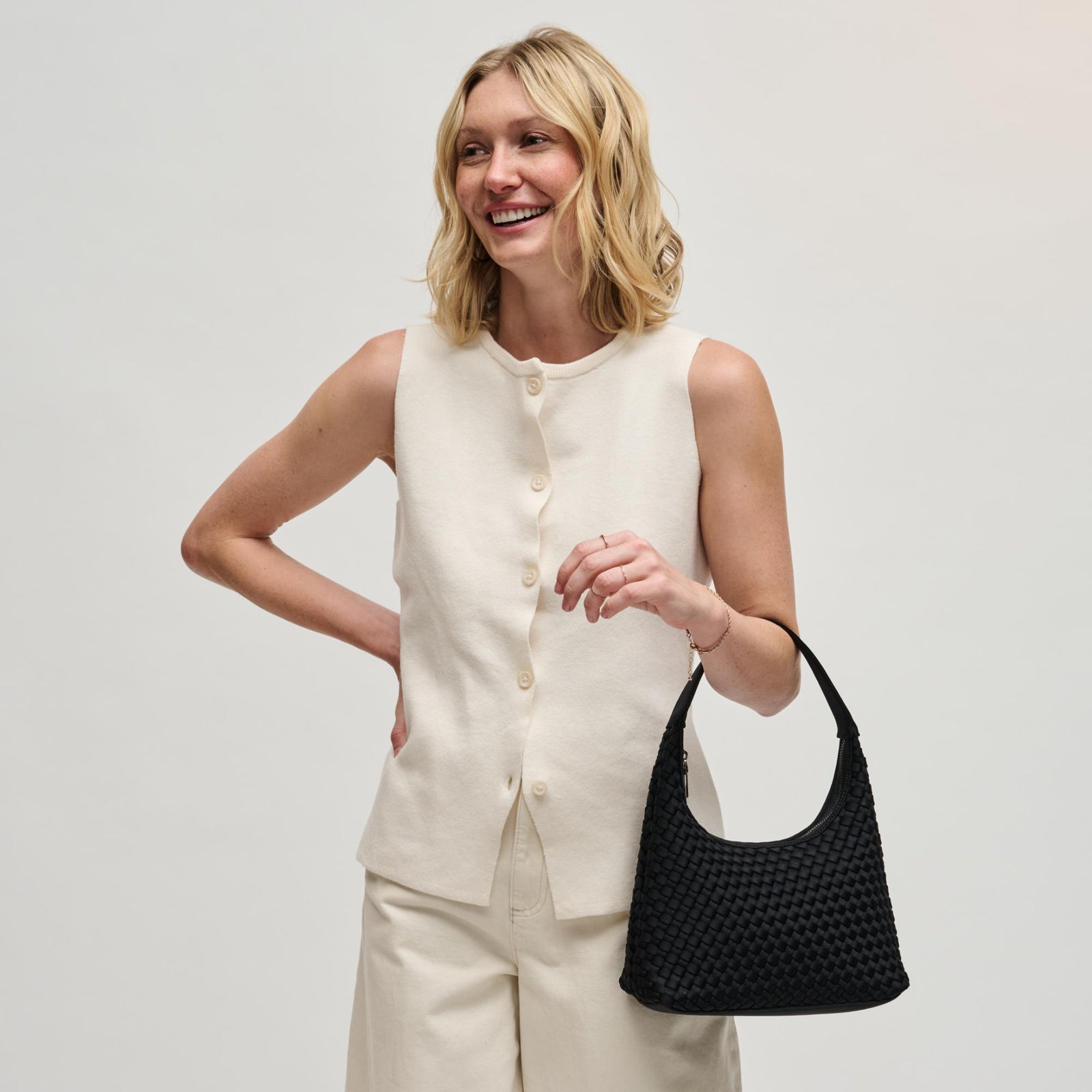 Product Image of Sol and Selene Harmonia - Woven Neoprene Shoulder Bag 841764112574 View 1 | Sand