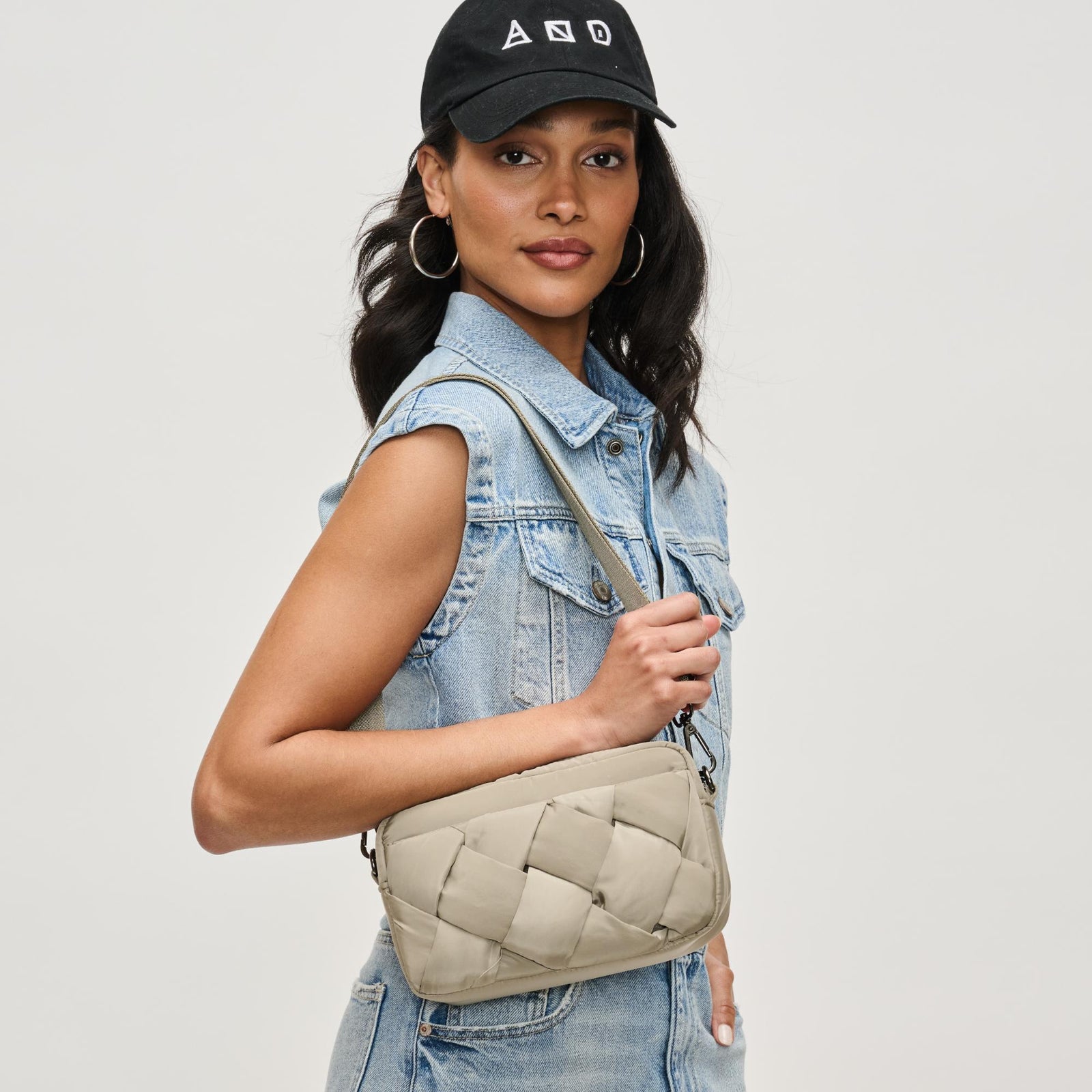 Woman wearing Black Sol and Selene Inspiration - Braided Woven Nylon Crossbody 841764111775 View 1 | Black