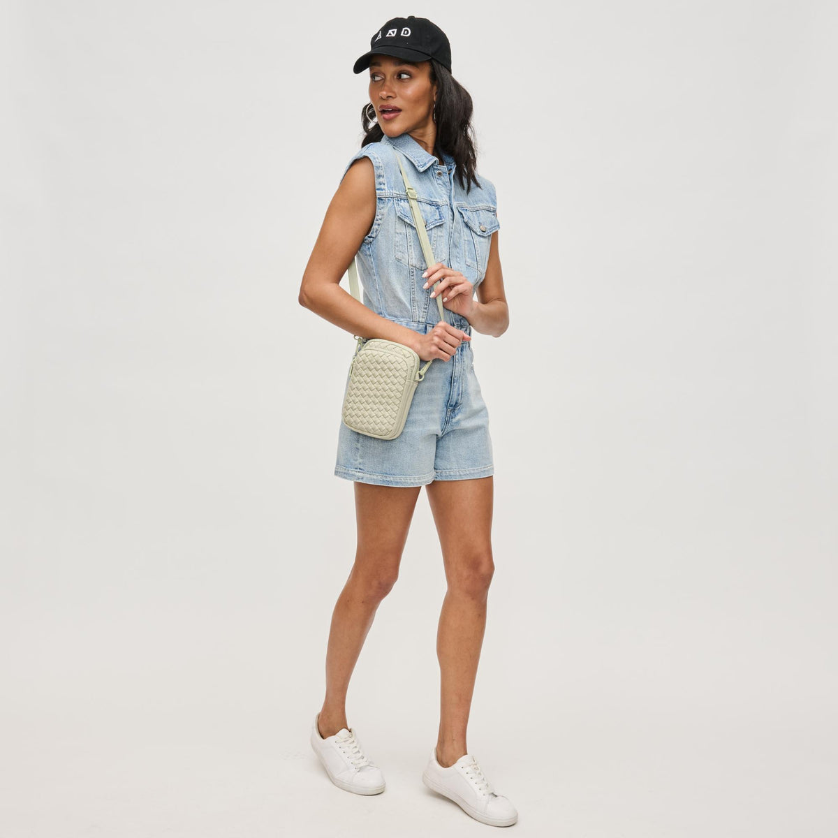 Woman wearing Sage Sol and Selene Divide & Conquer - Woven Neoprene Crossbody 841764111263 View 3 | Sage