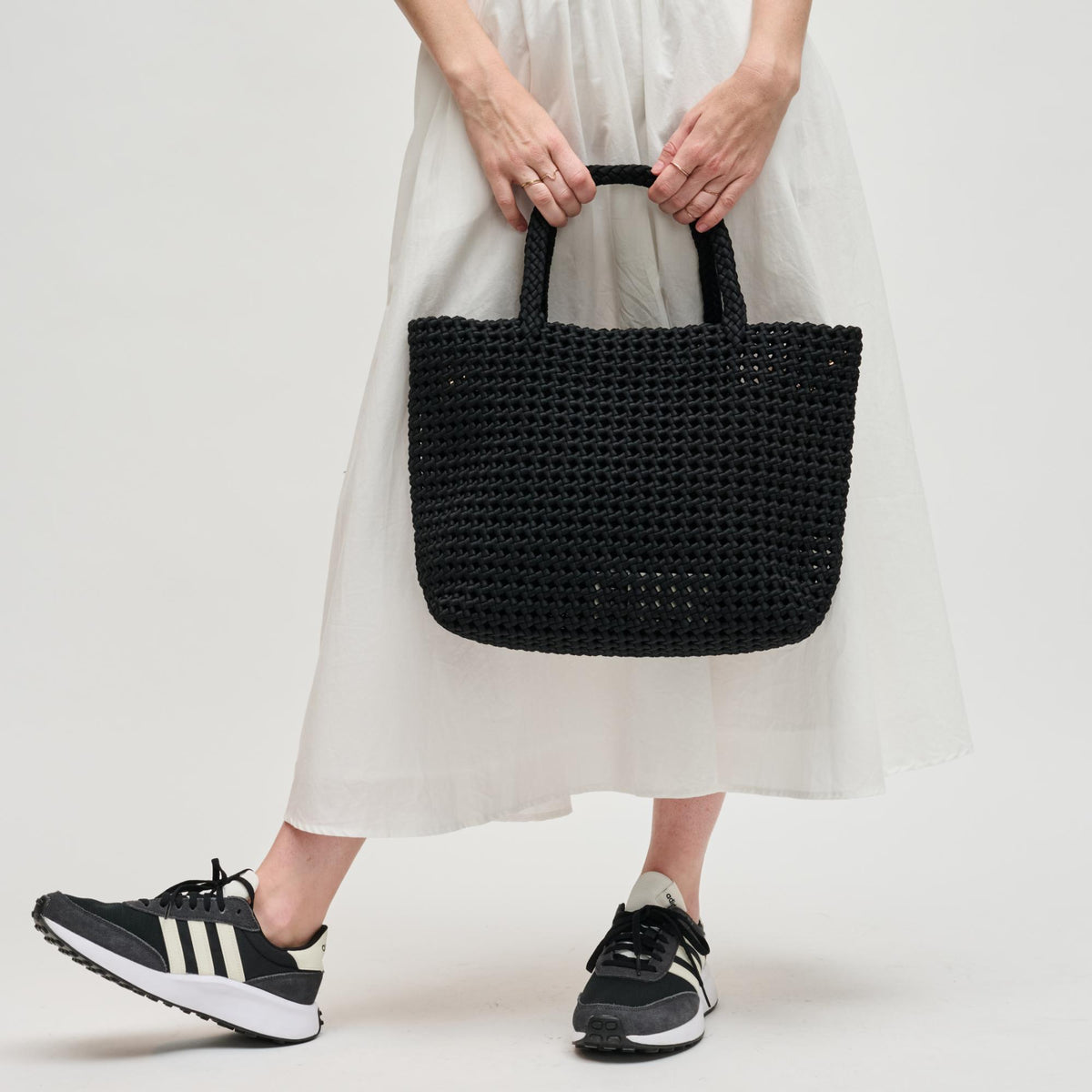 Woman wearing Black Sol and Selene Ambrosia Medium Tote 841764112734 View 2 | Black