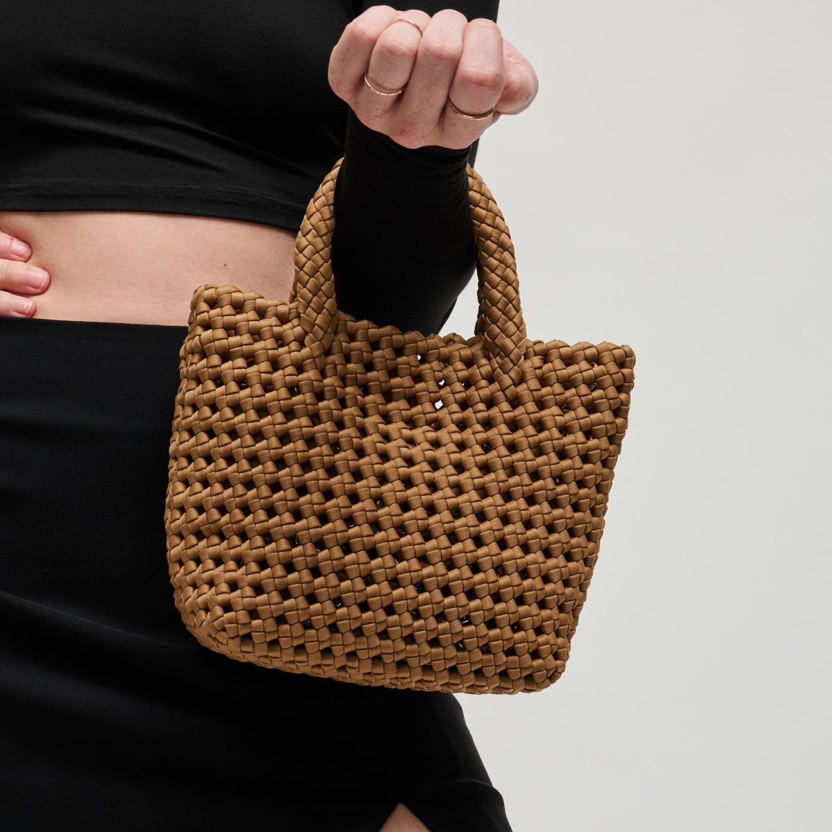 Woman wearing Sand Sol and Selene Ambrosia Small Crossbody 841764112710 View 2 | Sand