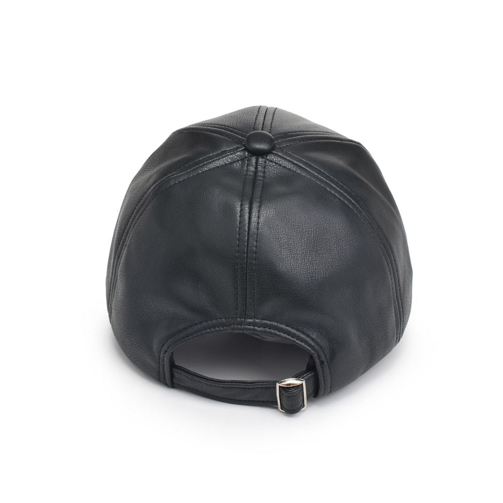 Product Image of Sol and Selene Vegan Leather Baseball Hat Baseball Cap 818209014748 View 3 | Black