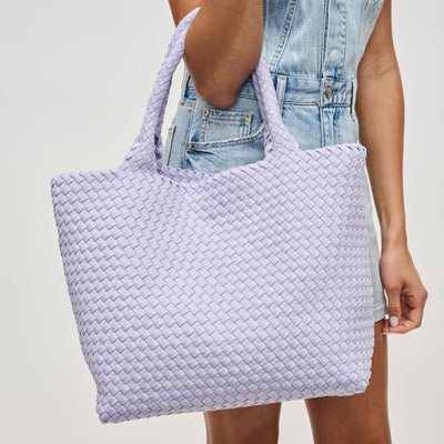 Woman wearing Lilac Sol and Selene Sky's The Limit - Medium Tote 841764111317 View 1 | Lilac