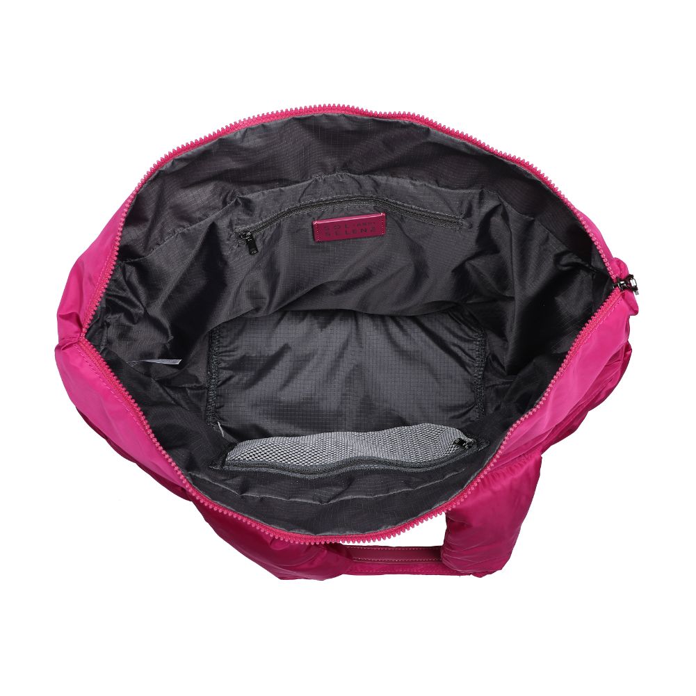 Woman wearing Magenta Sol and Selene Intuition East West Tote 841764107556 View 9 | Magenta