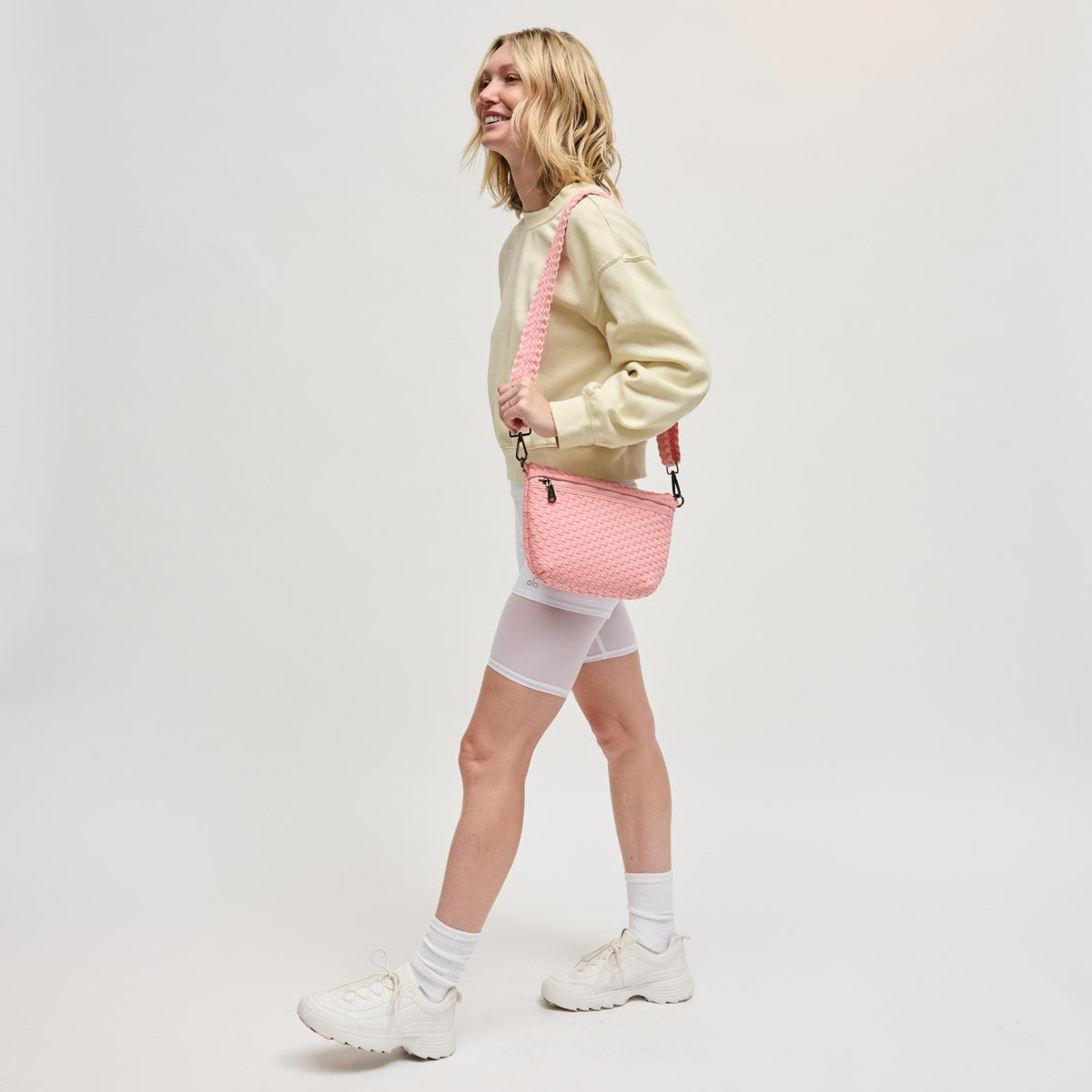 Woman wearing Blush Sol and Selene Ethereal - Woven Neoprene Crossbody 841764112376 View 4 | Blush