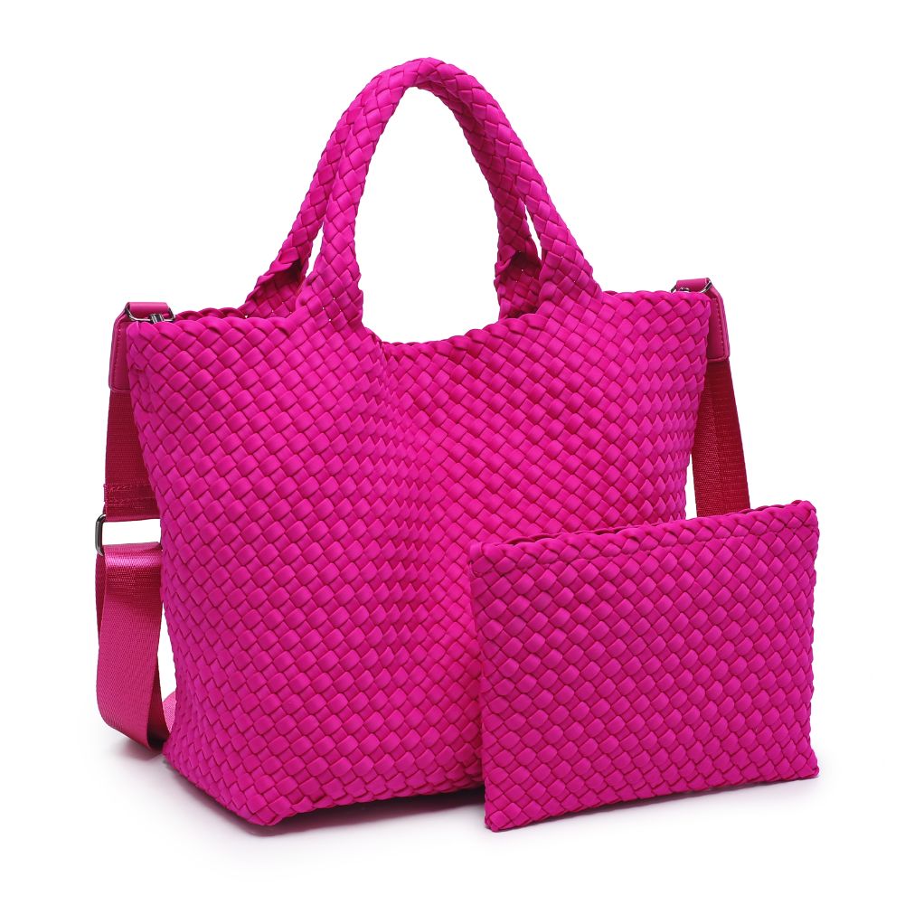 Woman wearing Fuchsia Sol and Selene Sky's The Limit - Medium Tote 841764107815 View 6 | Fuchsia