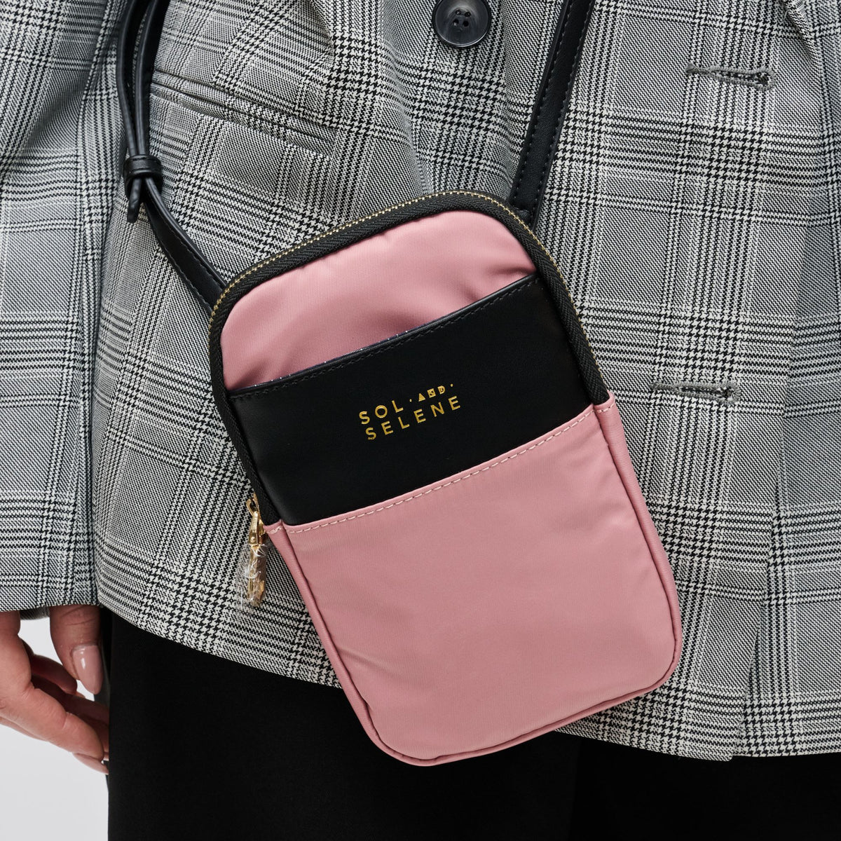 Woman wearing Pastel Pink Sol and Selene By My Side Crossbody 841764106320 View 4 | Pastel Pink
