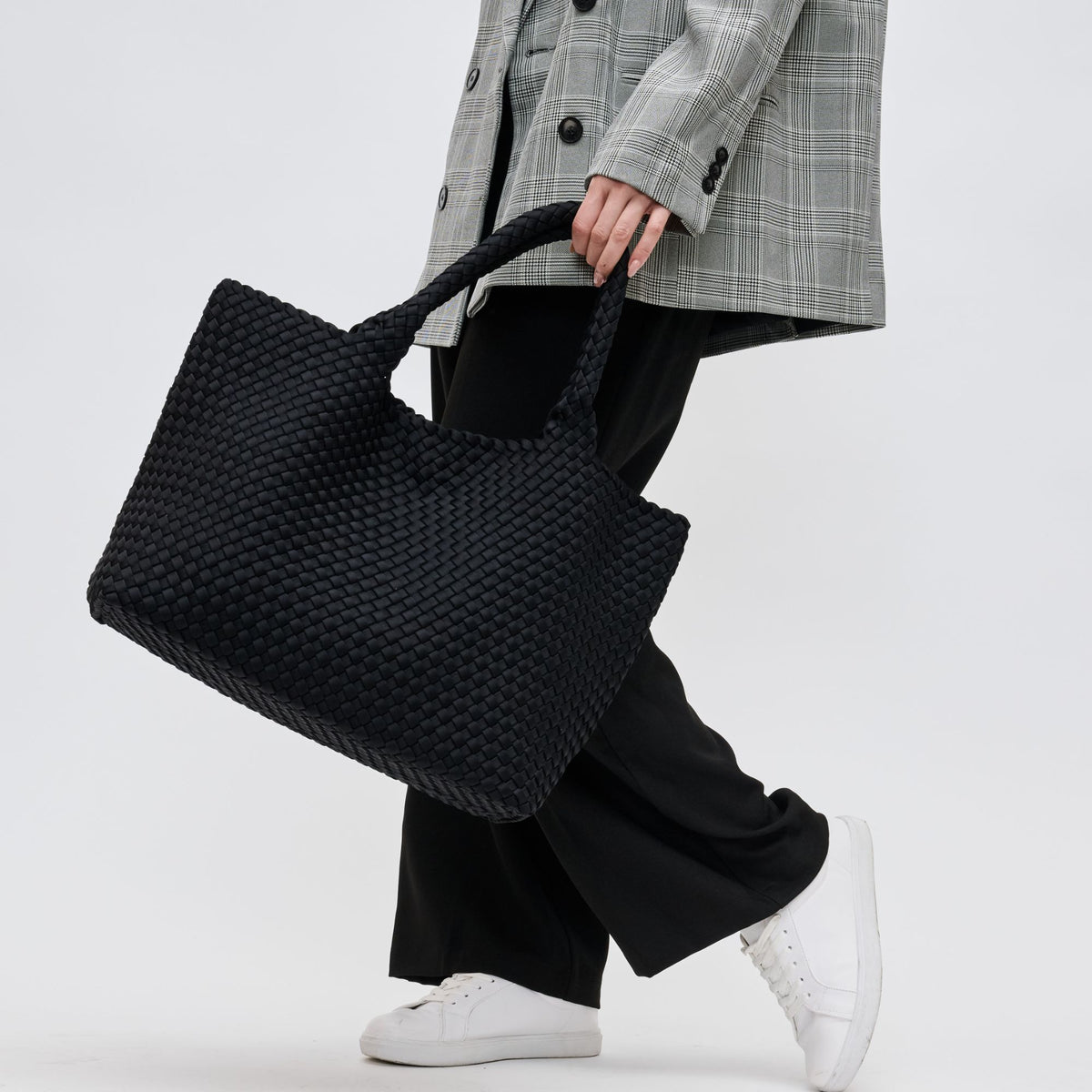 Woman wearing Black Sol and Selene Sky's The Limit - Large Tote 841764107822 View 4 | Black