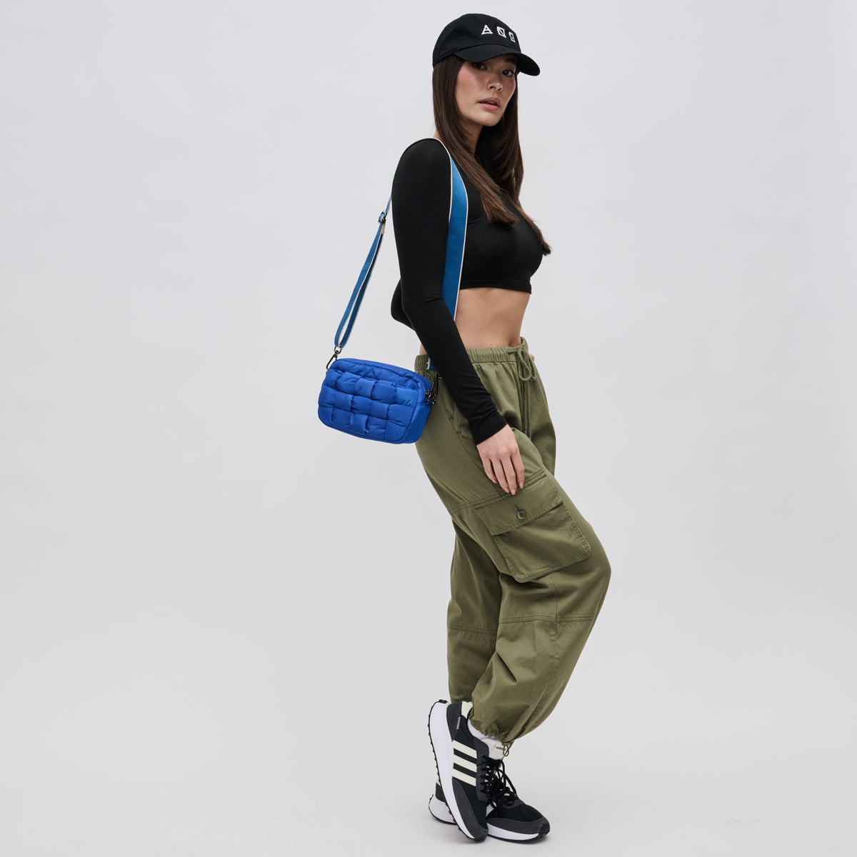 Woman wearing Cobalt Sol and Selene Inspiration - Woven Nylon Crossbody 841764107624 View 2 | Cobalt