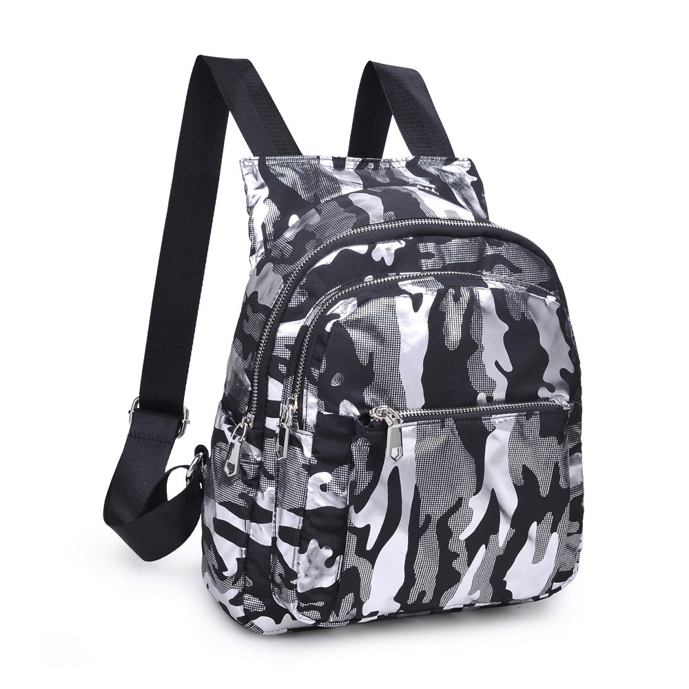 Product Image of Sol and Selene Rise & Shine Backpack 841764104258 View 6 | Silver Metallic Camo