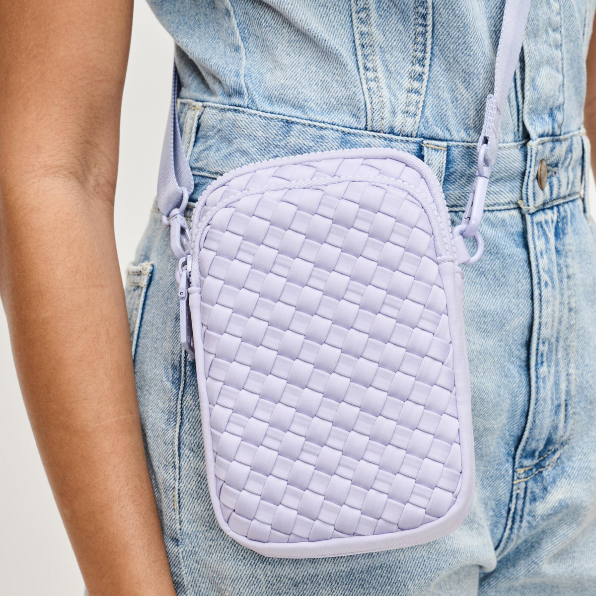 Woman wearing Lilac Sol and Selene Divide & Conquer - Woven Neoprene Crossbody 841764111256 View 4 | Lilac