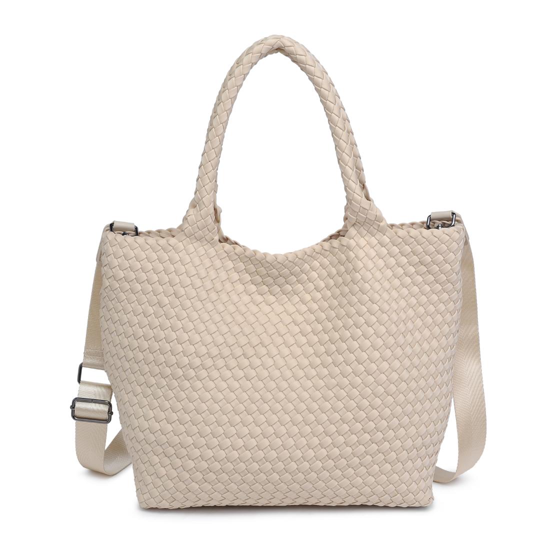 Woman wearing Cream Sol and Selene Sky's The Limit - Medium Tote 841764109246 View 5 | Cream