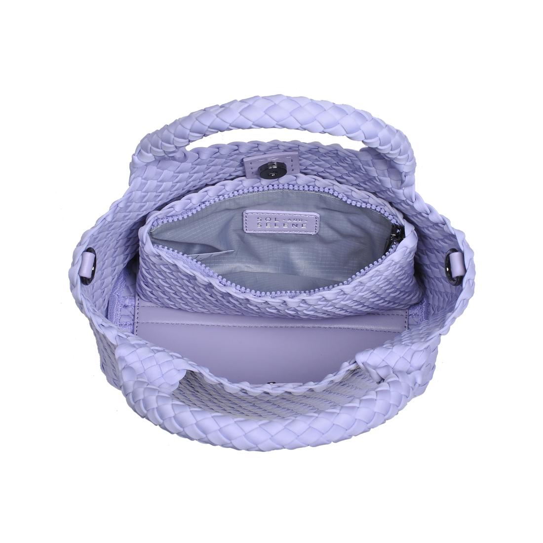 Woman wearing Lilac Sol and Selene Sky's The Limit - Small Crossbody 841764111416 View 9 | Lilac