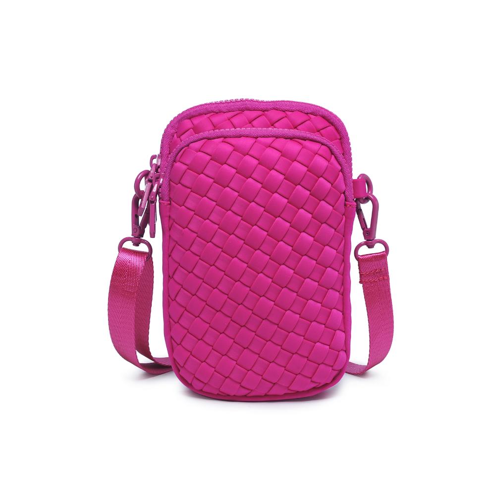 Woman wearing Fuchsia Sol and Selene Divide & Conquer - Woven Neoprene Crossbody 841764108720 View 5 | Fuchsia