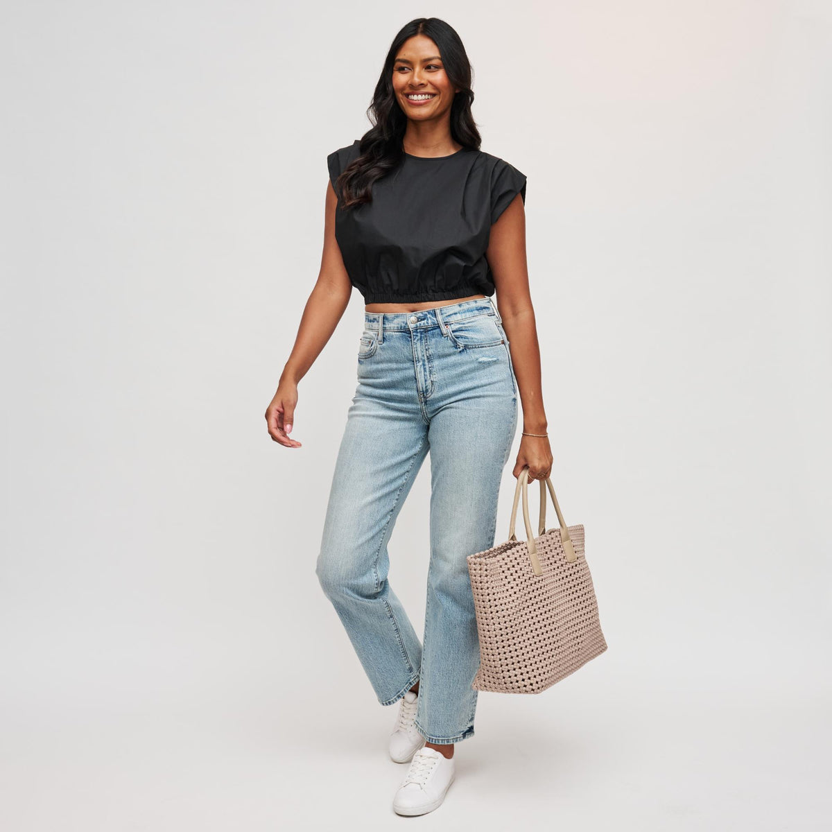 Woman wearing Nude Sol and Selene Solstice - Large Tote 841764109918 View 4 | Nude