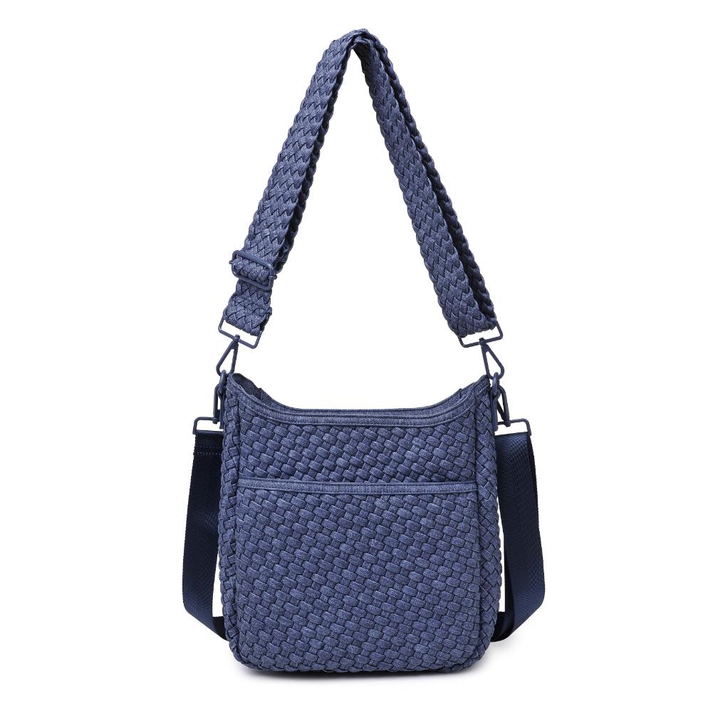 Woman wearing Dark Denim Sol and Selene Kismet - Woven Neoprene Crossbody 841764110198 View 5 | Dark Denim
