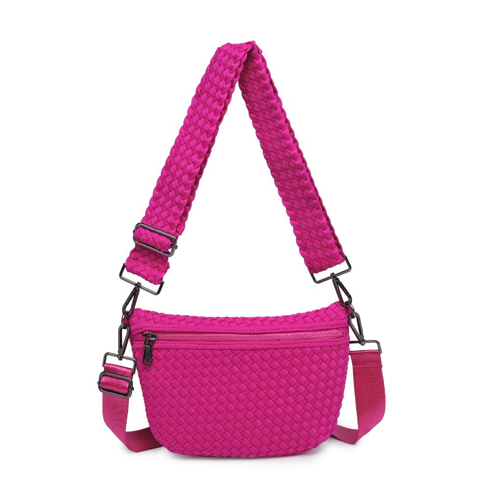 Woman wearing Fuchsia Sol and Selene Ethereal - Woven Neoprene Crossbody 841764110860 View 5 | Fuchsia