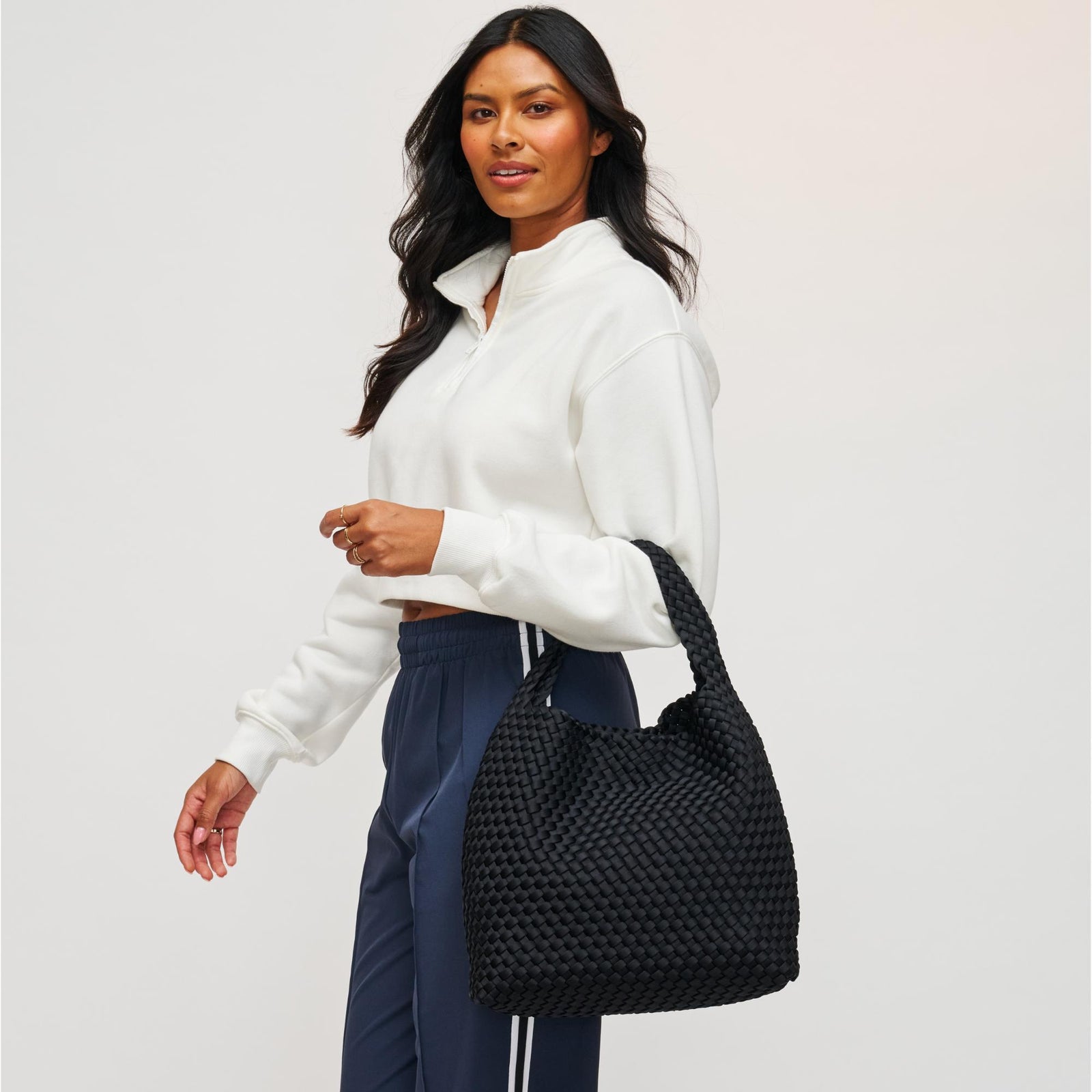Product Image of Sol and Selene Celestial Woven Neoprene Hobo 841764111218 View 1 | Nude