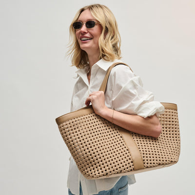 Woman wearing Nude Sol and Selene Calypso Tote 841764112970 View 1 | Nude