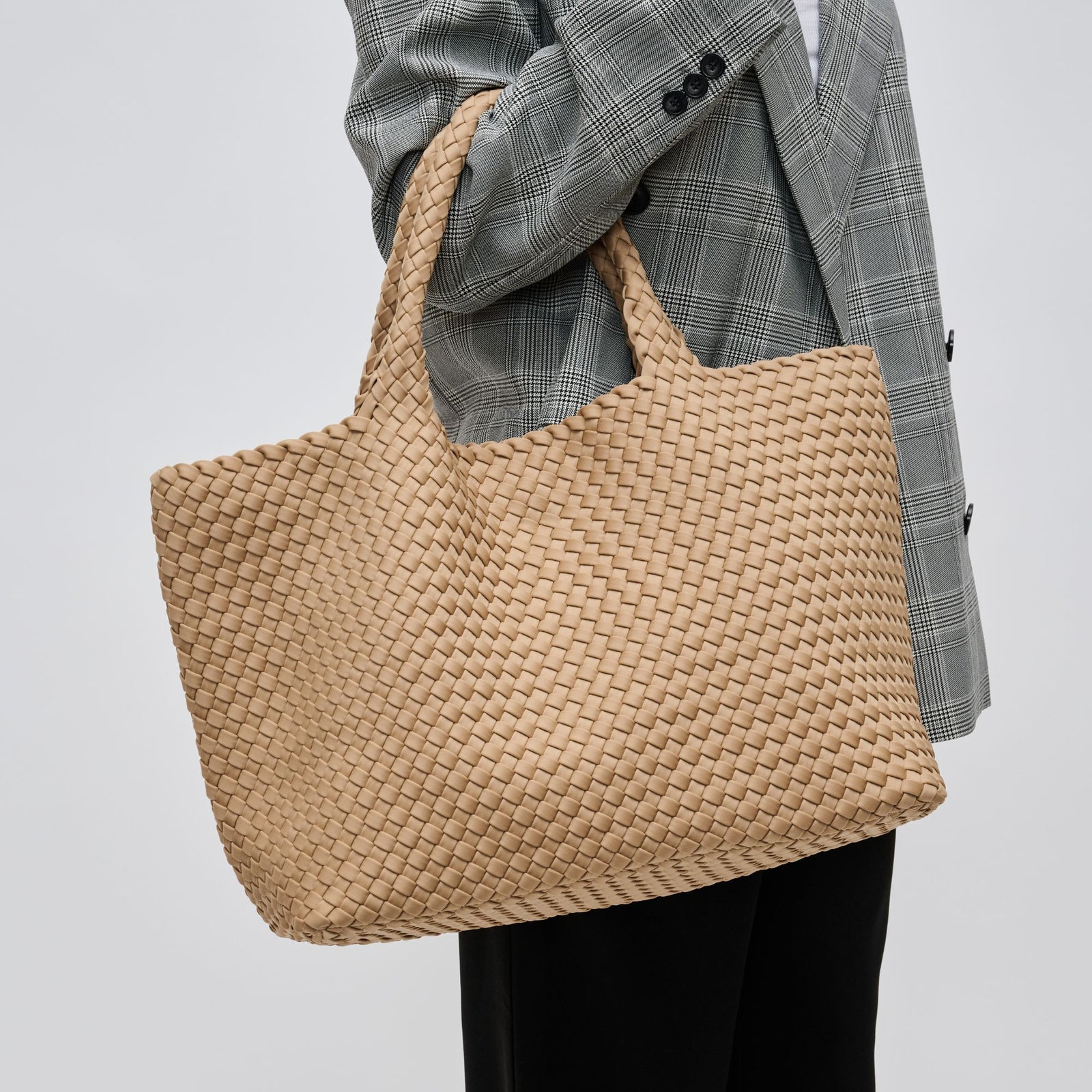 Woman wearing Black Sol and Selene Sky's The Limit - Large Tote 841764107822 View 1 | Black