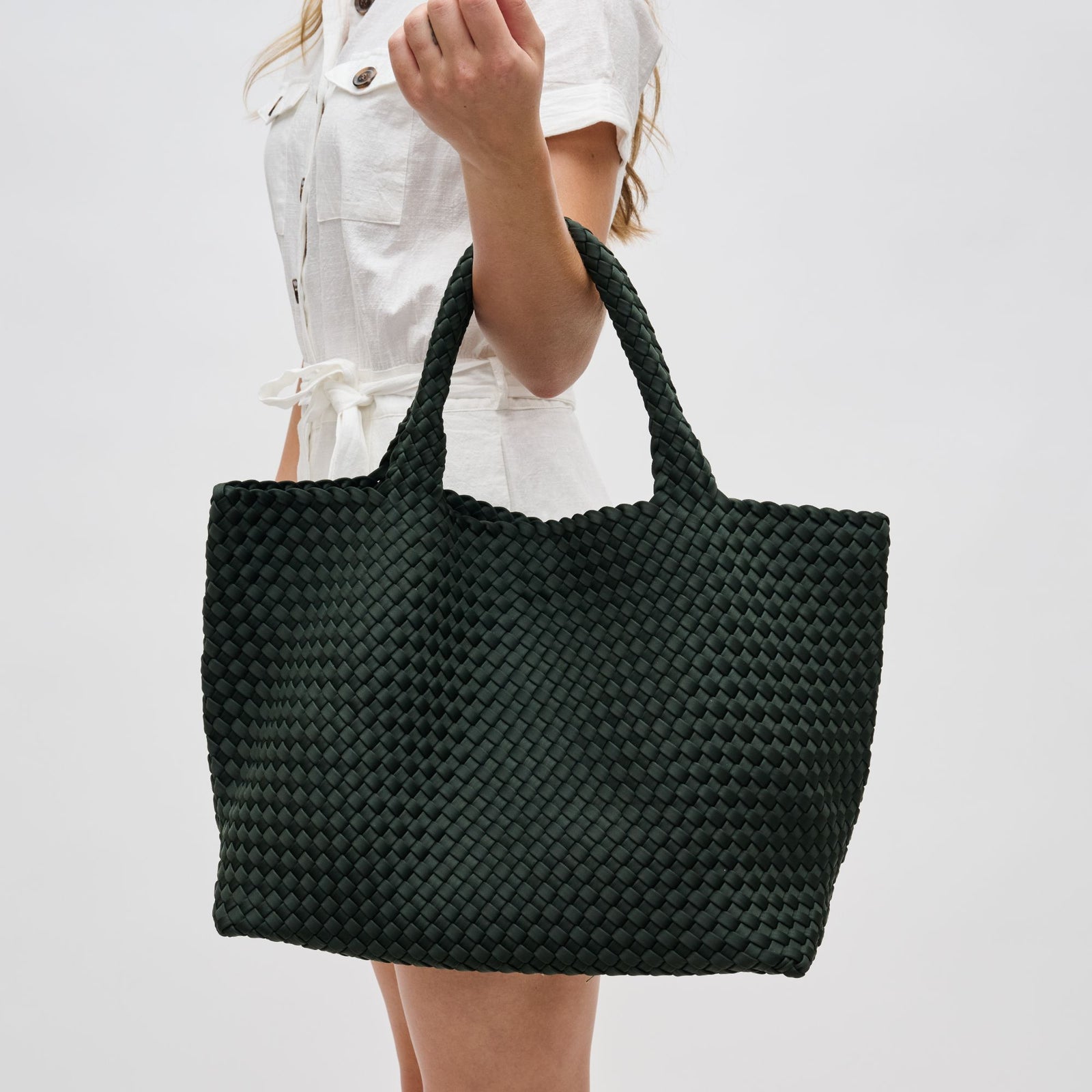 Woman wearing Nude Sol and Selene Sky's The Limit - Large Tote 841764107839 View 1 | Nude
