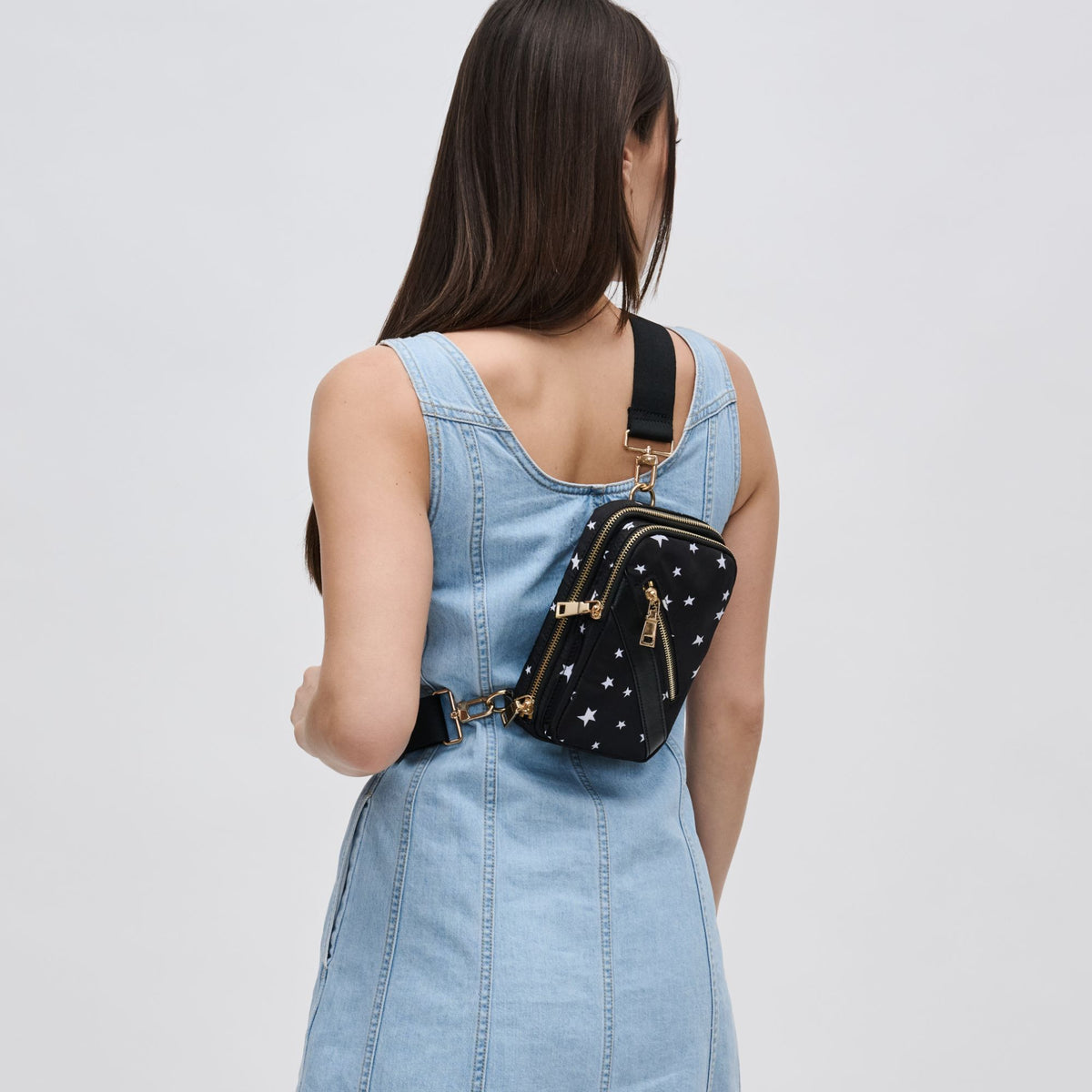 Woman wearing Black Star Sol and Selene Accolade Sling Backpack 841764107273 View 3 | Black Star