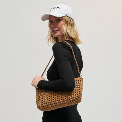 Woman wearing Sand Sol and Selene Eclipse Shoulder Bag 841764112895 View 1 | Sand