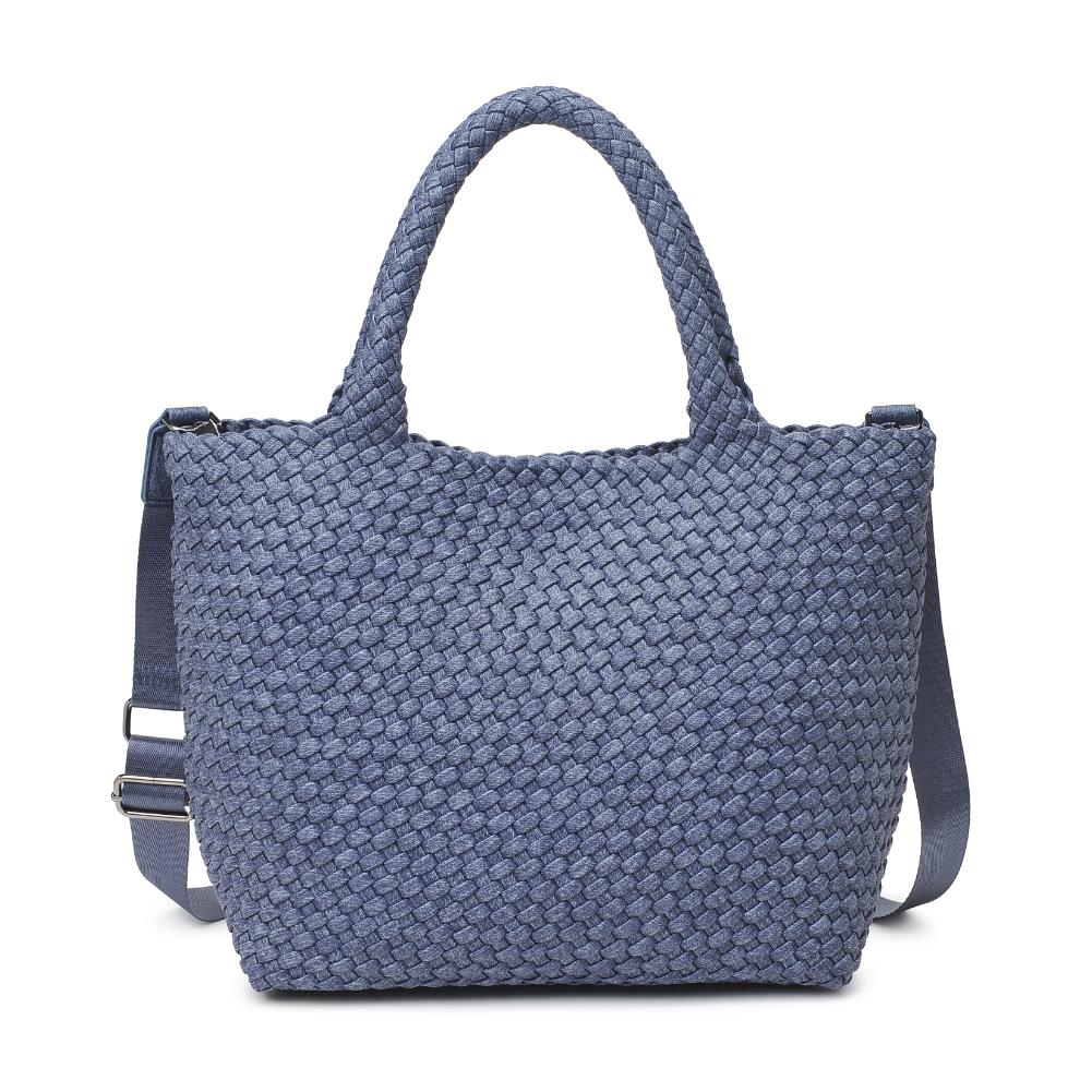 Woman wearing Dark Denim Sol and Selene Sky's The Limit - Medium Tote 841764110365 View 7 | Dark Denim