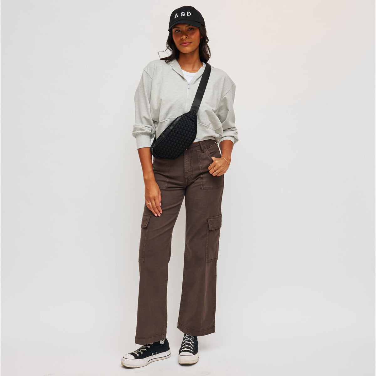 Woman wearing Black Sol and Selene Aim High Belt Bag 841764108102 View 3 | Black