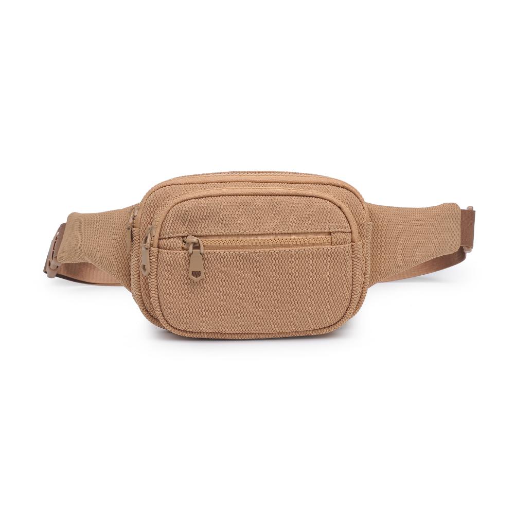 Woman wearing Natural Sol and Selene Hip Hugger - Neoprene Mesh Belt Bag 841764109864 View 5 | Natural